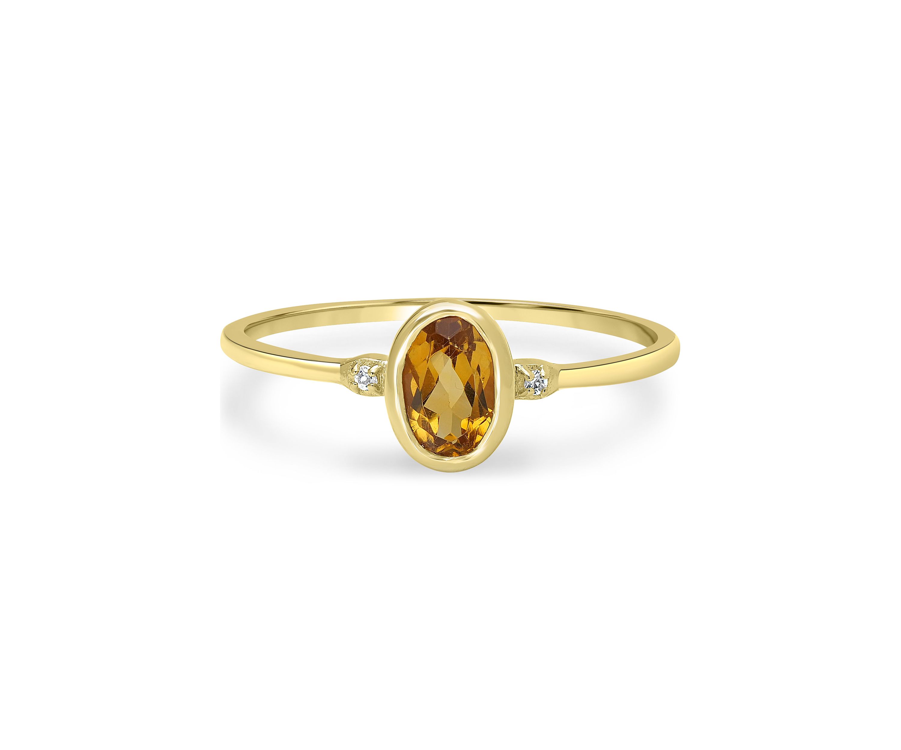 Gold over Sterling Silver Citrine and White Topaz Oval Ring