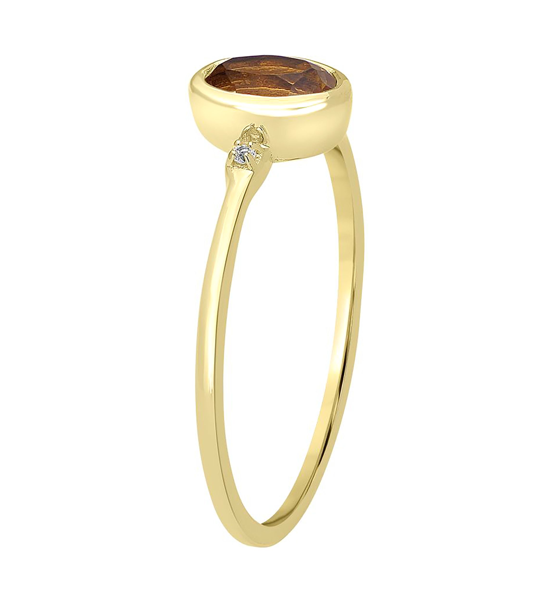 Gold over Sterling Silver Citrine and White Topaz Oval Ring