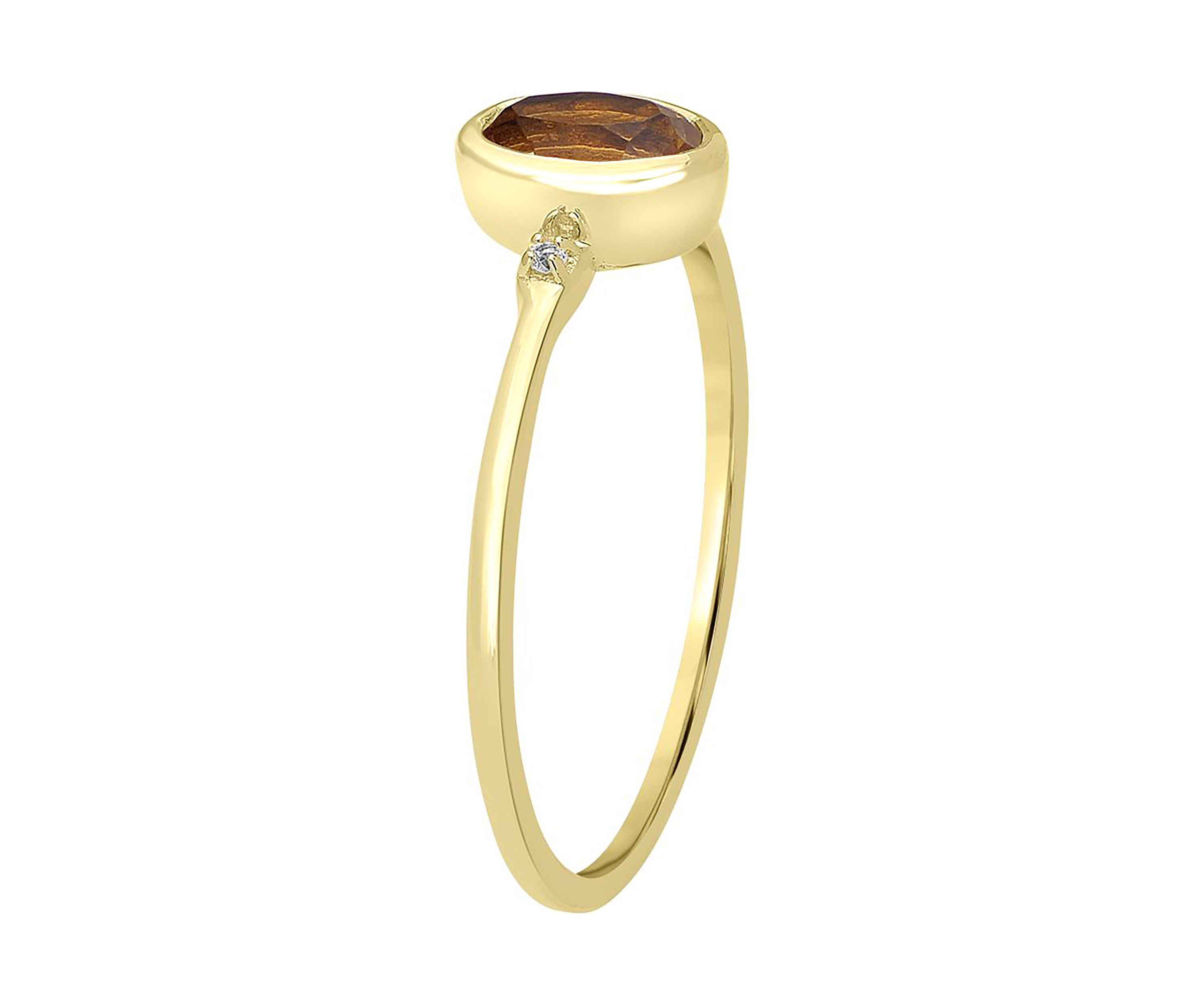 Gold over Sterling Silver Citrine and White Topaz Oval Ring