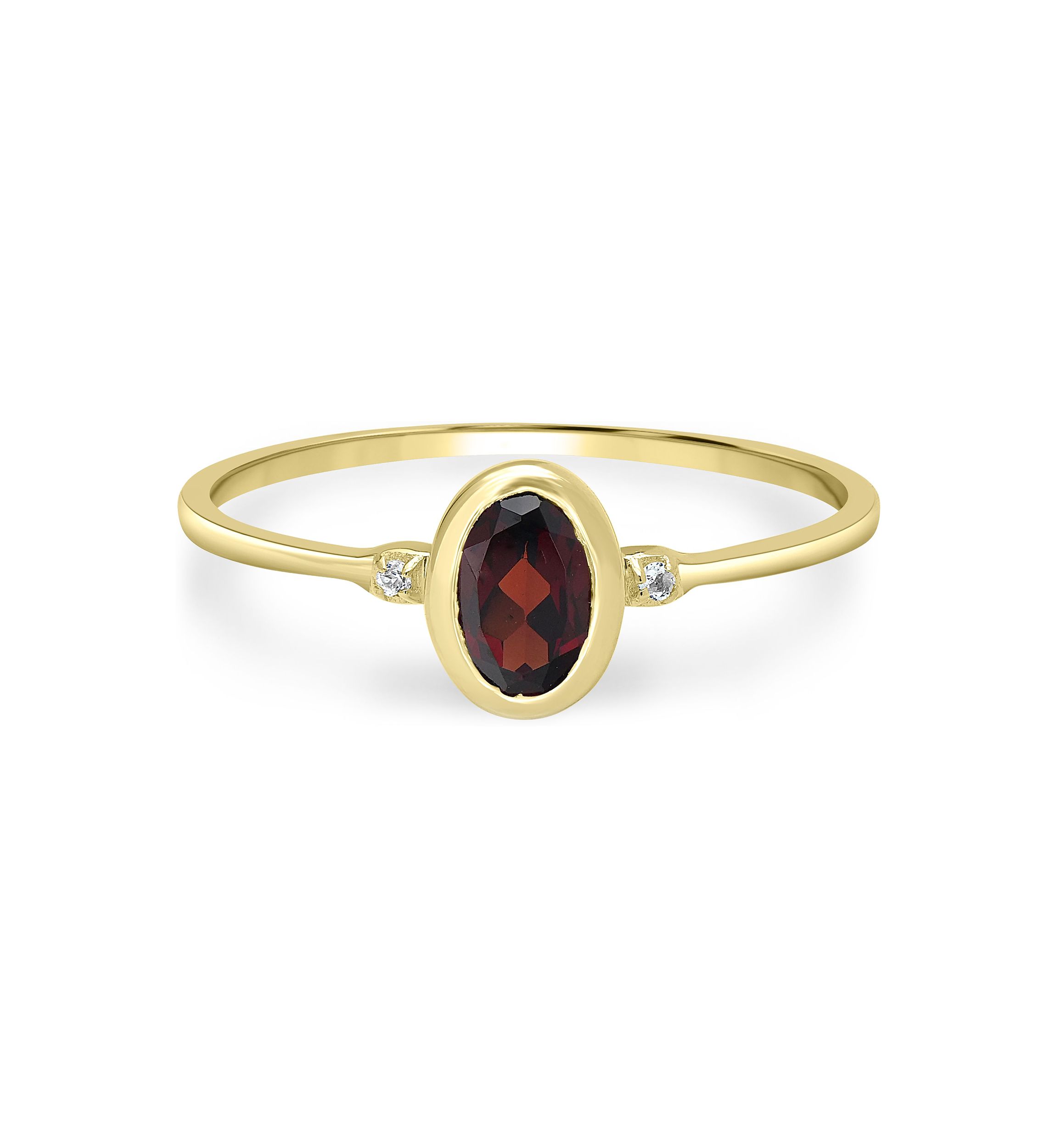 Gold over Sterling Silver Garnet and White Topaz Oval Ring