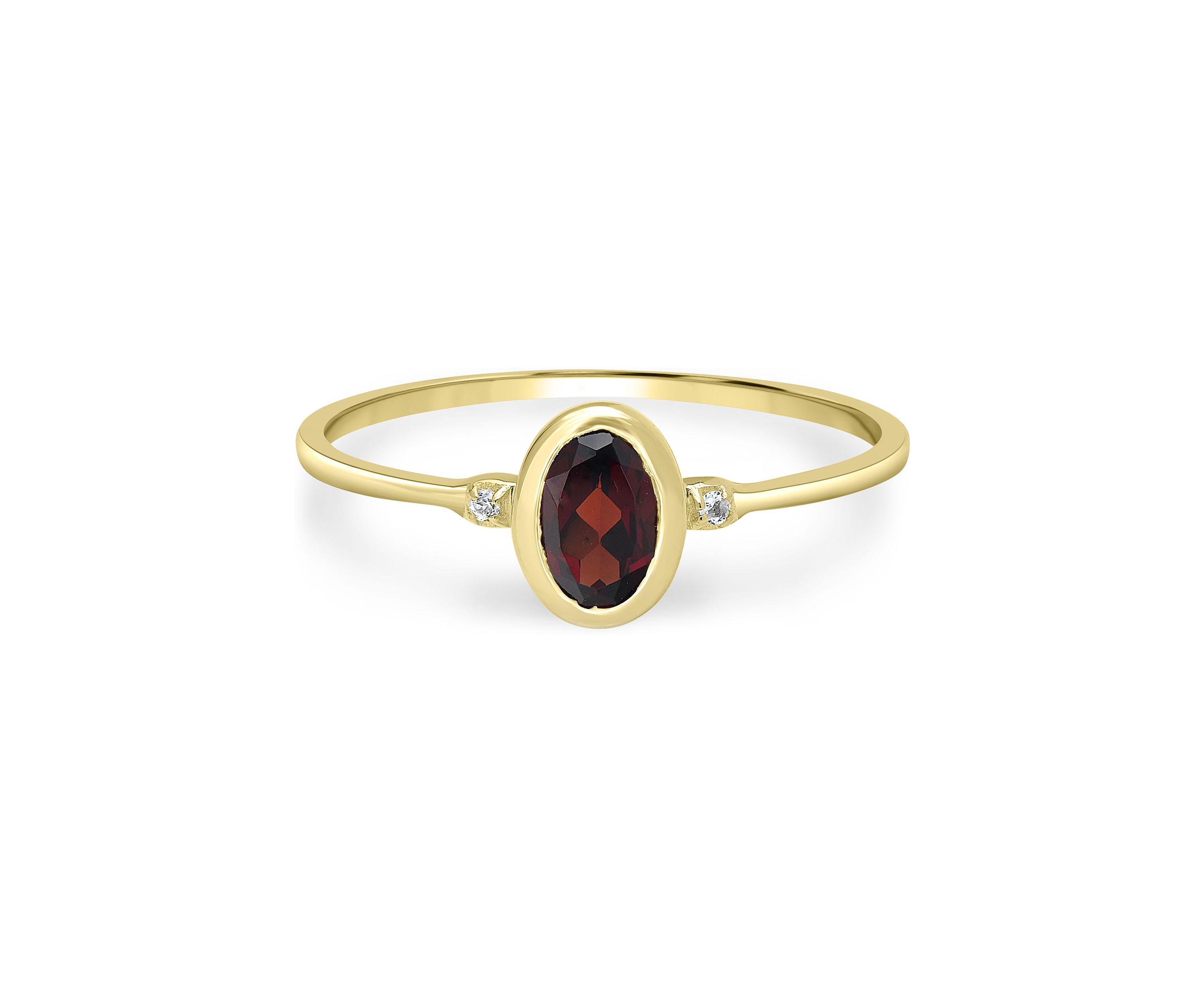 Gold over Sterling Silver Garnet and White Topaz Oval Ring