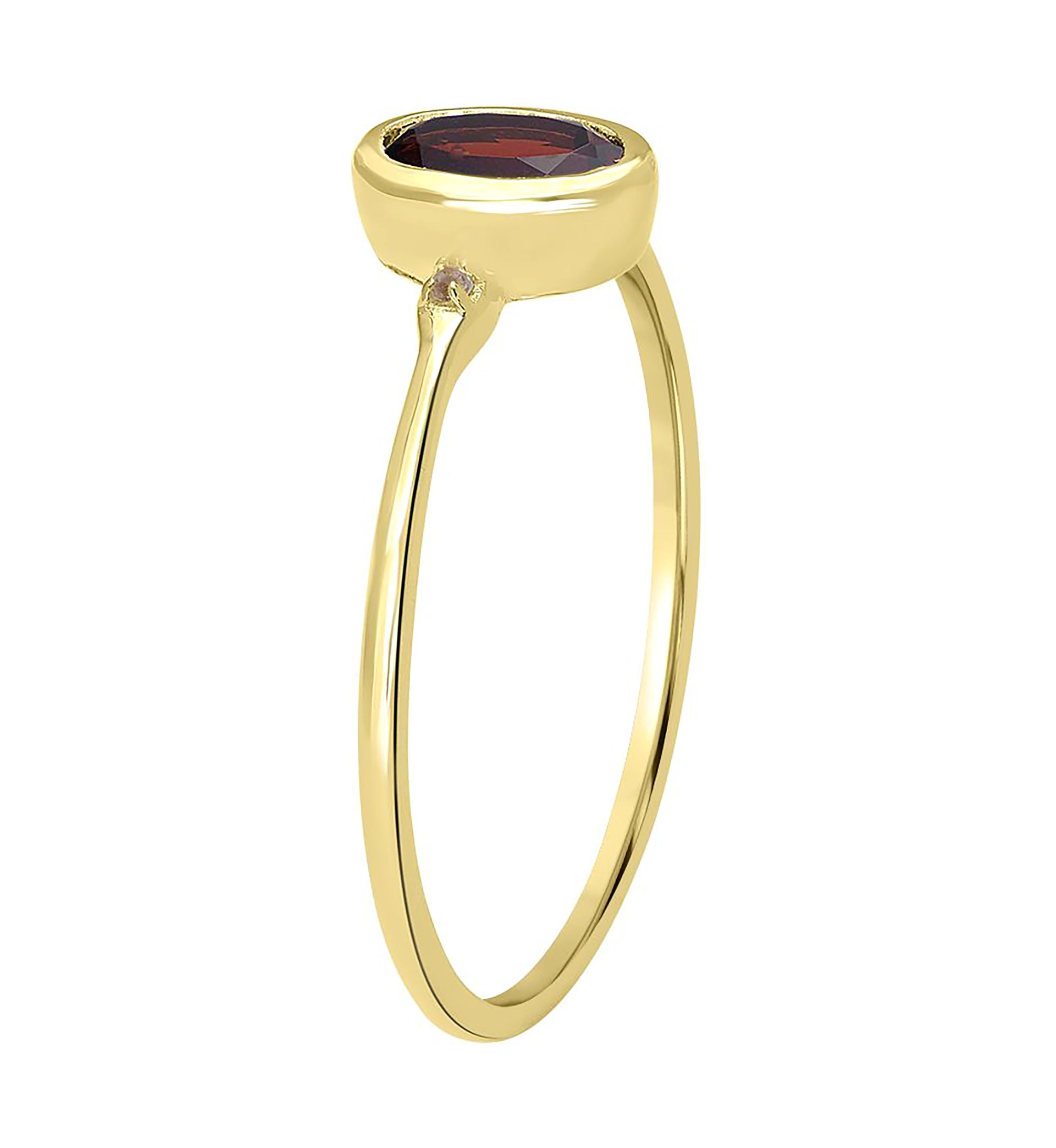 Gold over Sterling Silver Garnet and White Topaz Oval Ring