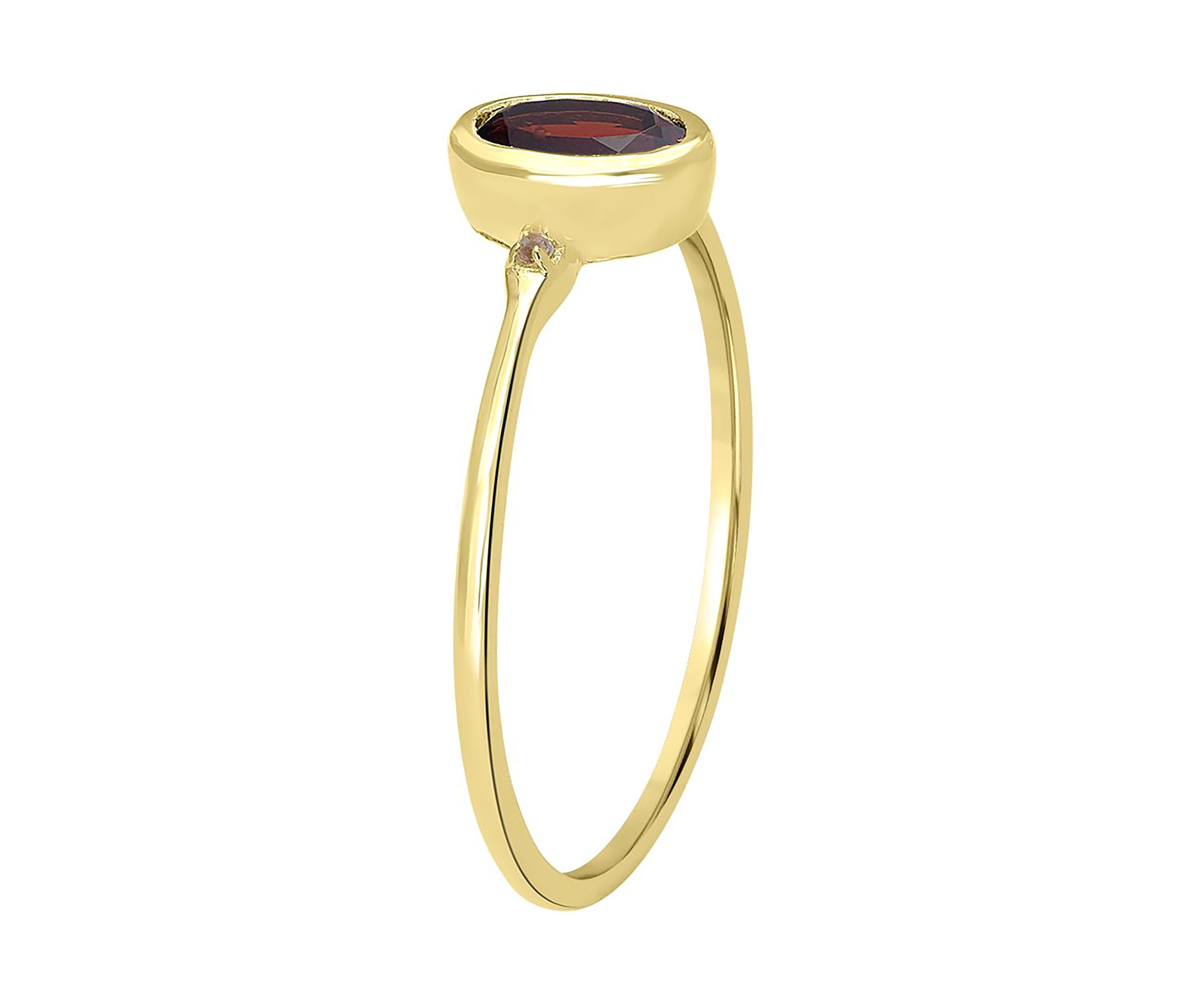 Gold over Sterling Silver Garnet and White Topaz Oval Ring
