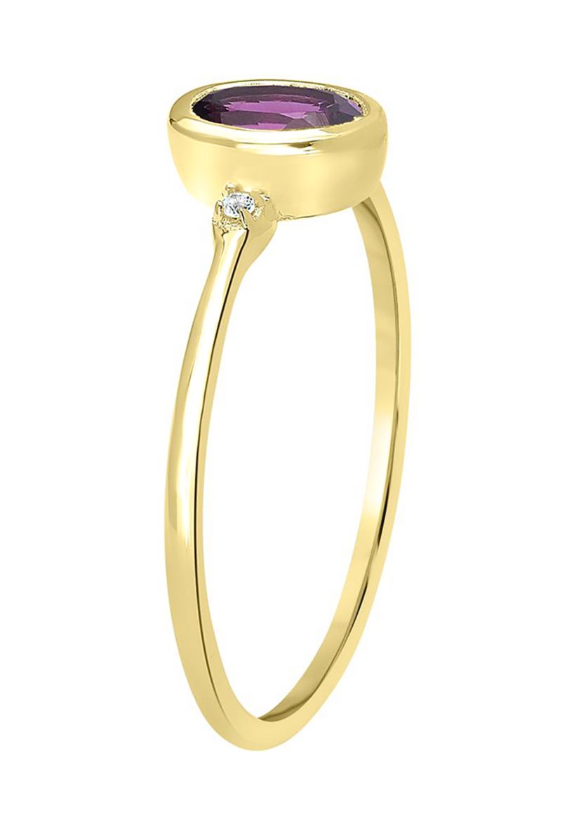 Gold over Sterling Silver Rhodolite and White Topaz Oval Ring