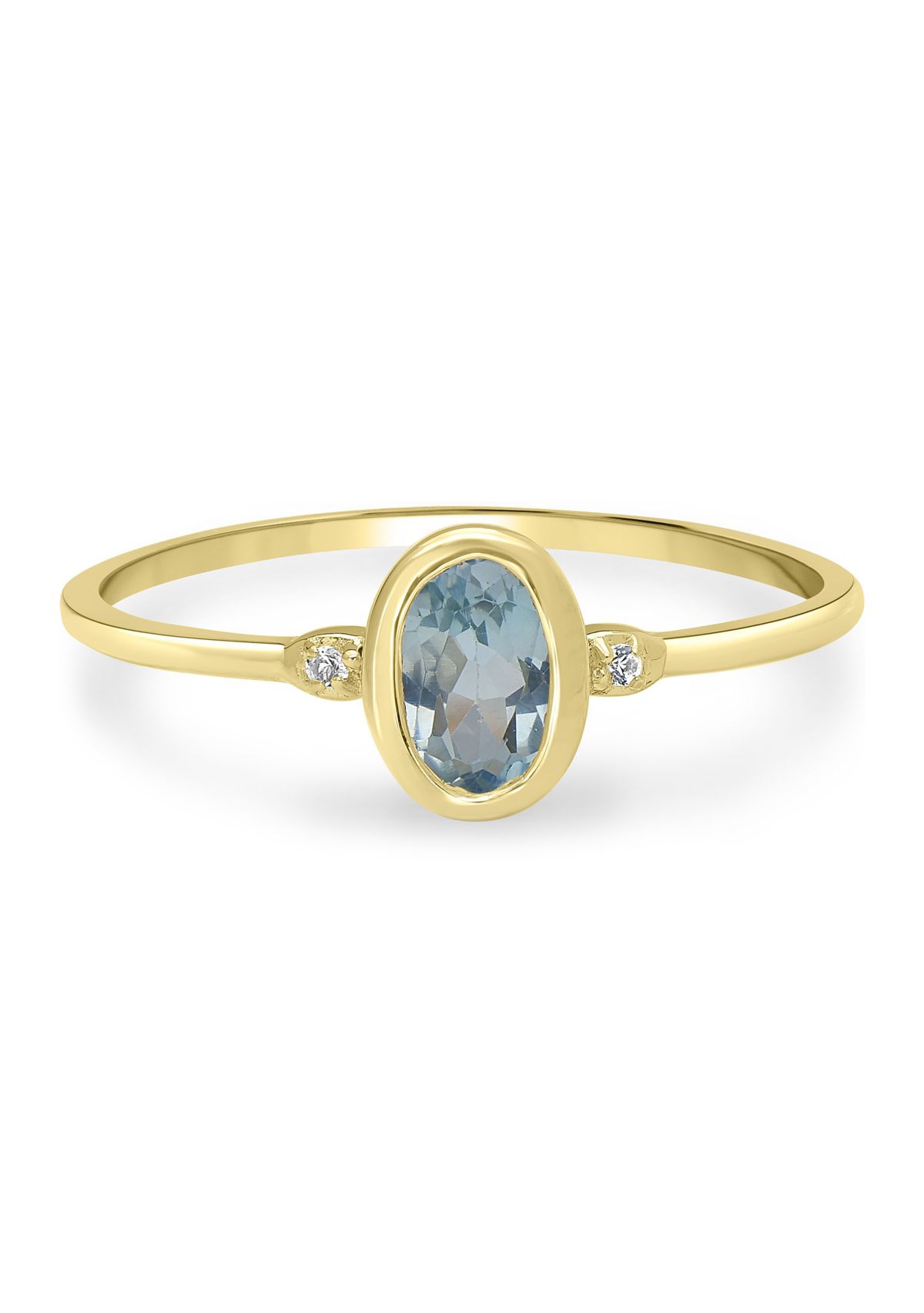 Gold over Sterling Silver Blue Topaz and White Topaz Oval Ring