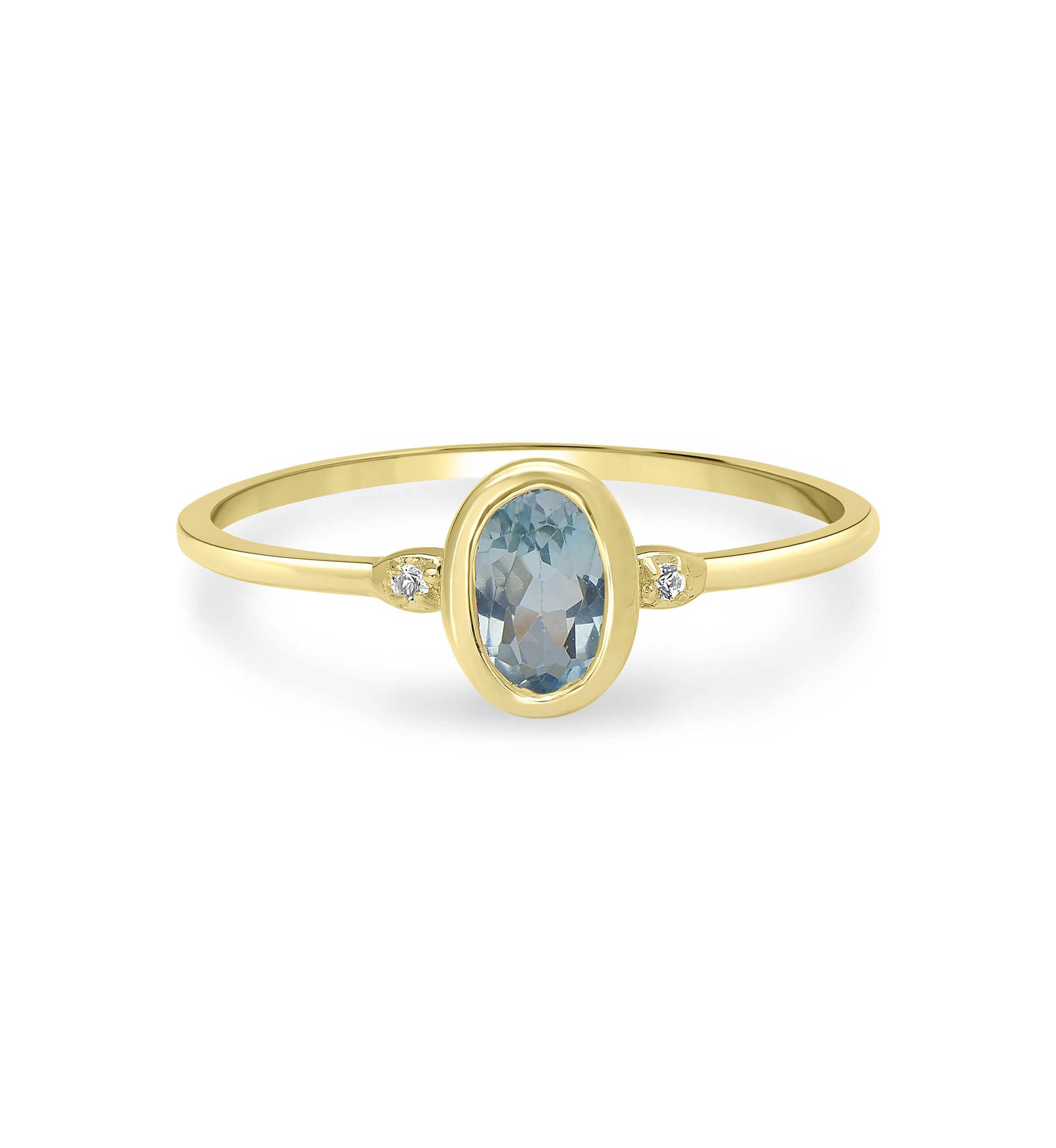 Gold over Sterling Silver Blue Topaz and White Topaz Oval Ring
