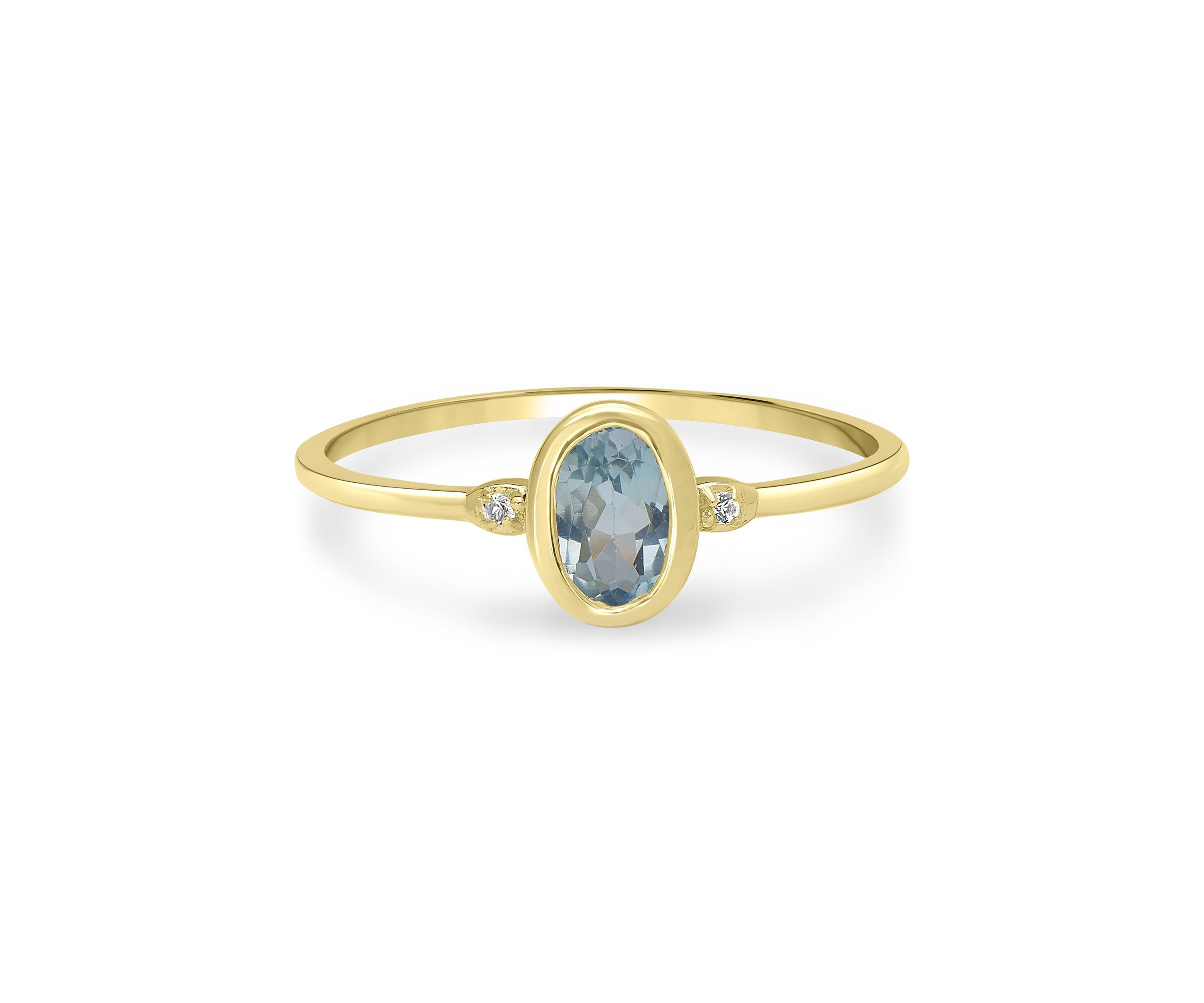 Gold over Sterling Silver Blue Topaz and White Topaz Oval Ring