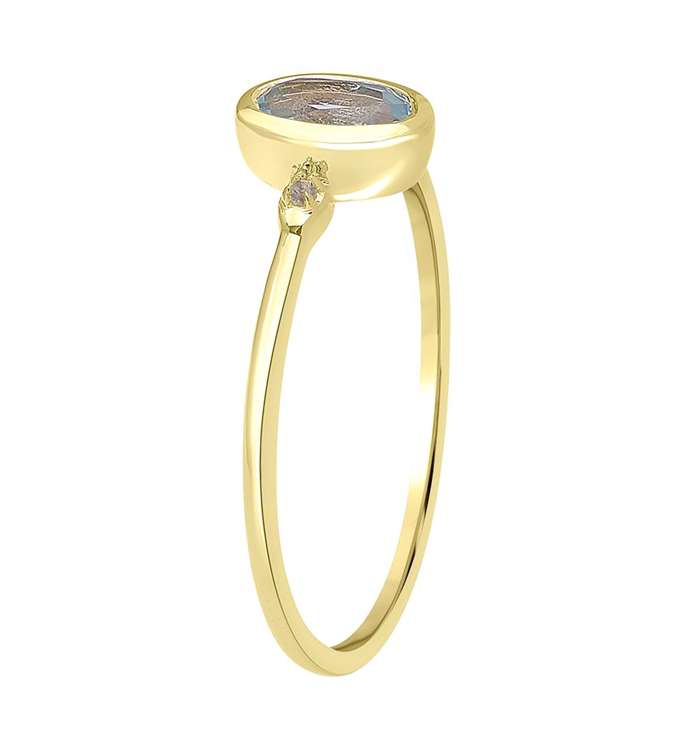 Gold over Sterling Silver Blue Topaz and White Topaz Oval Ring