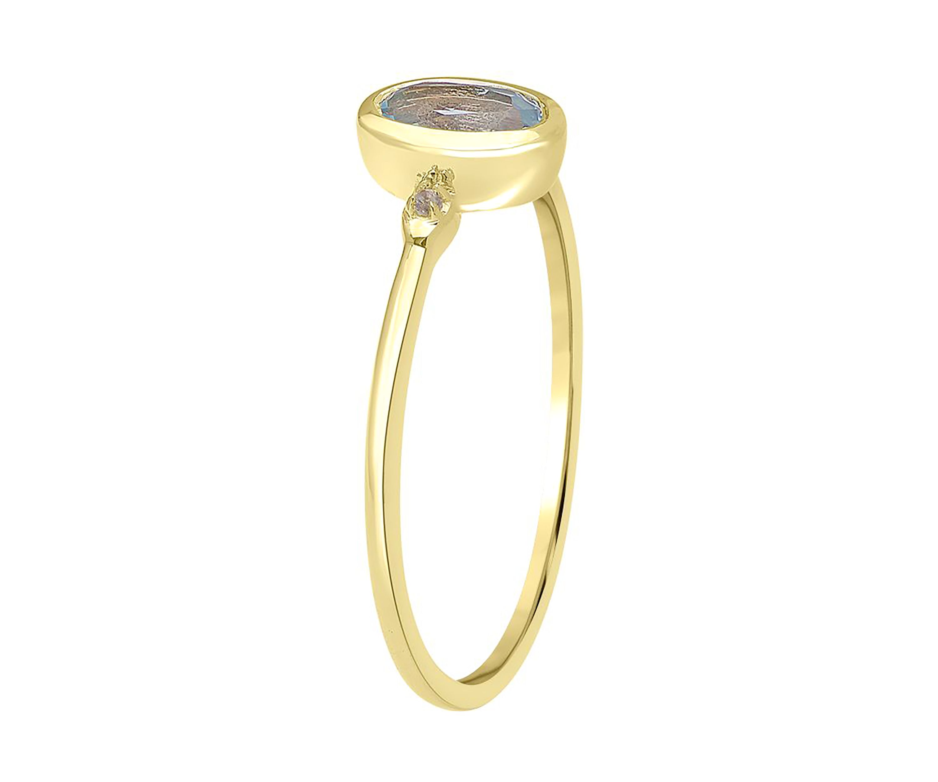 Gold over Sterling Silver Blue Topaz and White Topaz Oval Ring