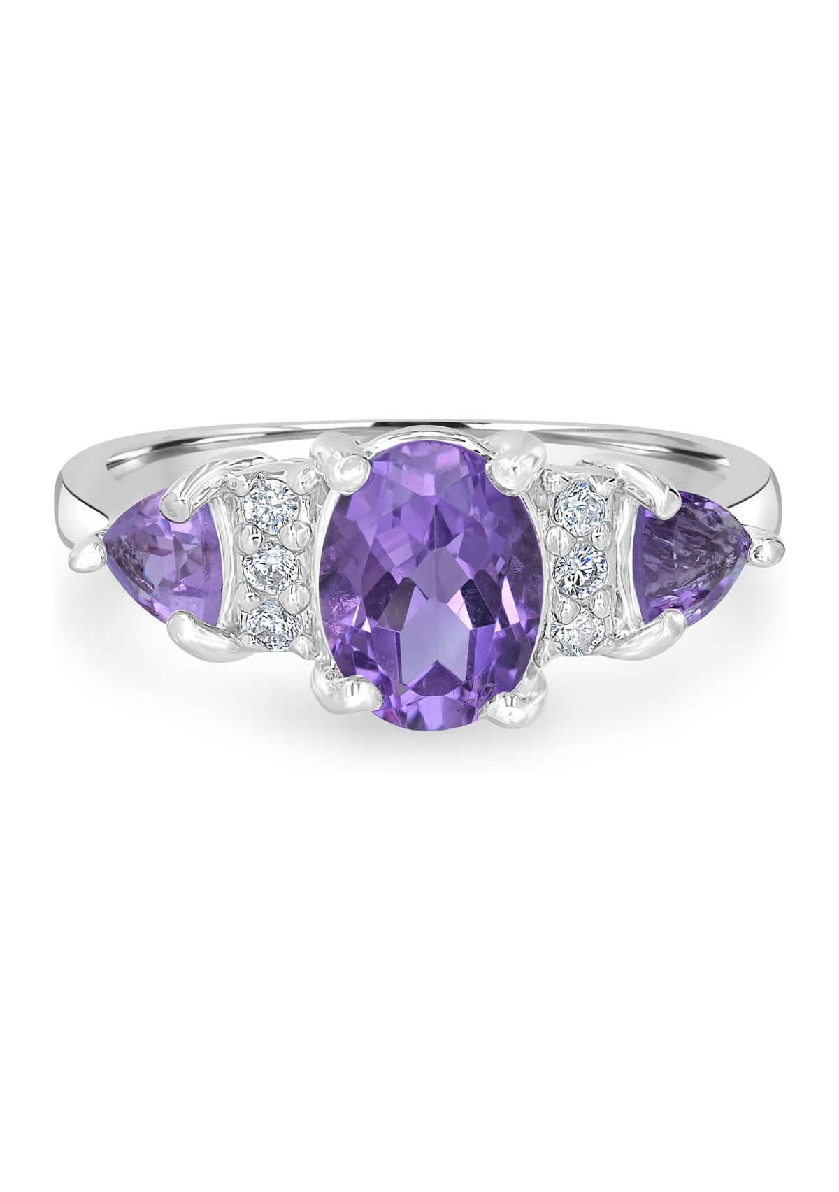 Sterling Silver 3 Stone Oval Ring