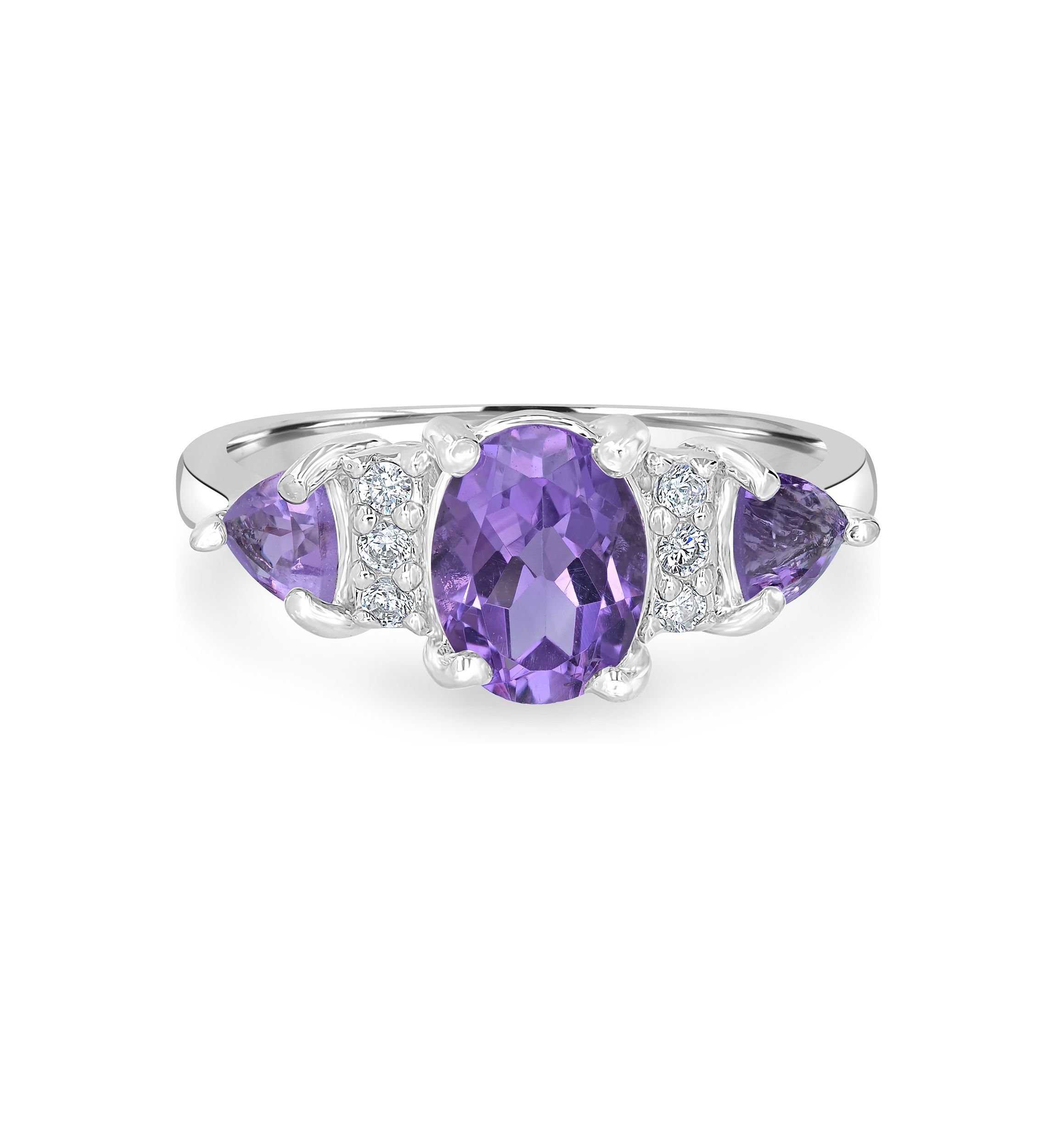 Sterling Silver 3 Stone Oval Ring