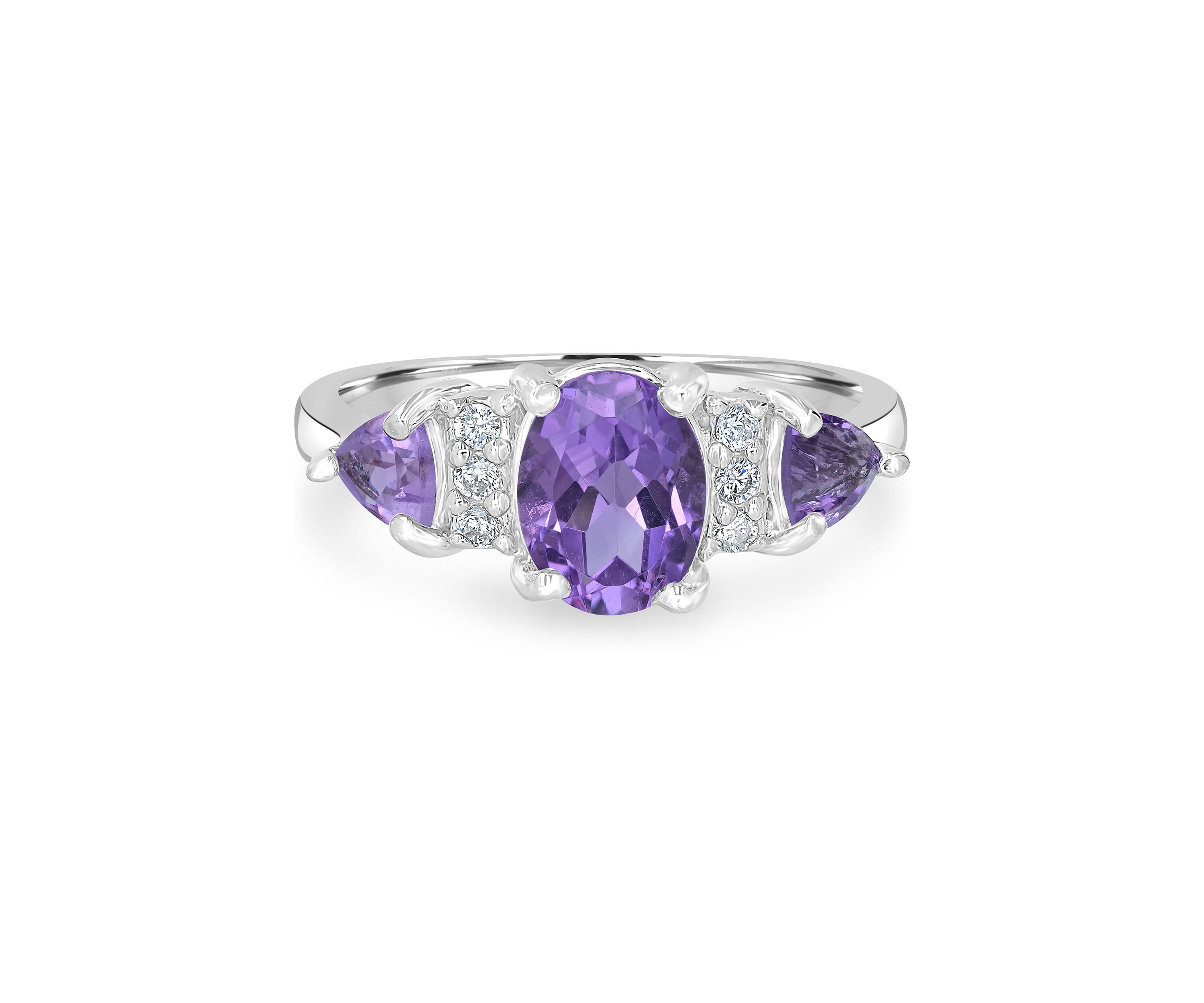 Sterling Silver 3 Stone Oval Ring