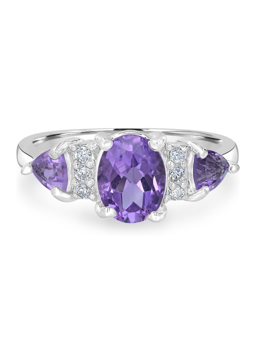Sterling Silver 3 Stone Oval Ring