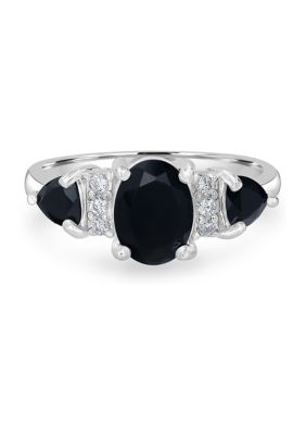 Belk Sterling Silver Amethyst and White Topaz Oval Ring in Sterling Silver