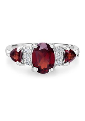 Belk Sterling Silver Amethyst and White Topaz Oval Ring in Sterling Silver, 7