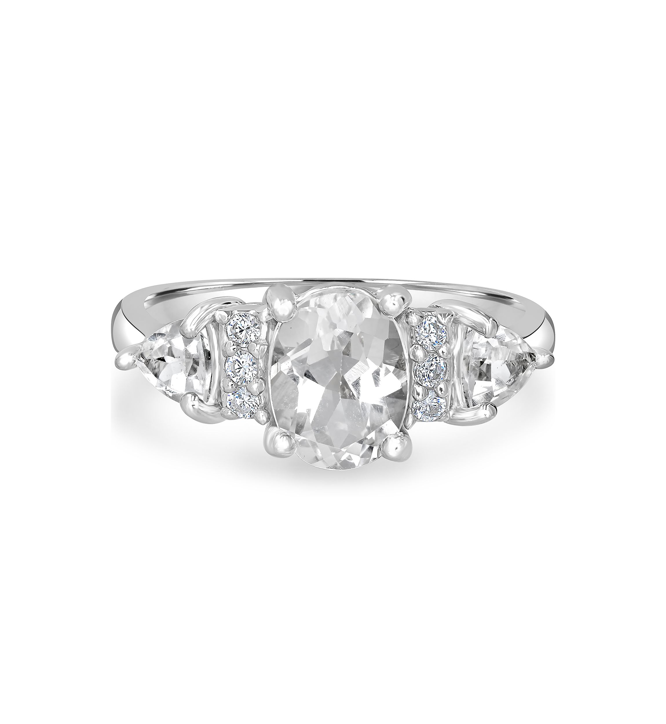 Sterling Silver Oval White Topaz Ring
