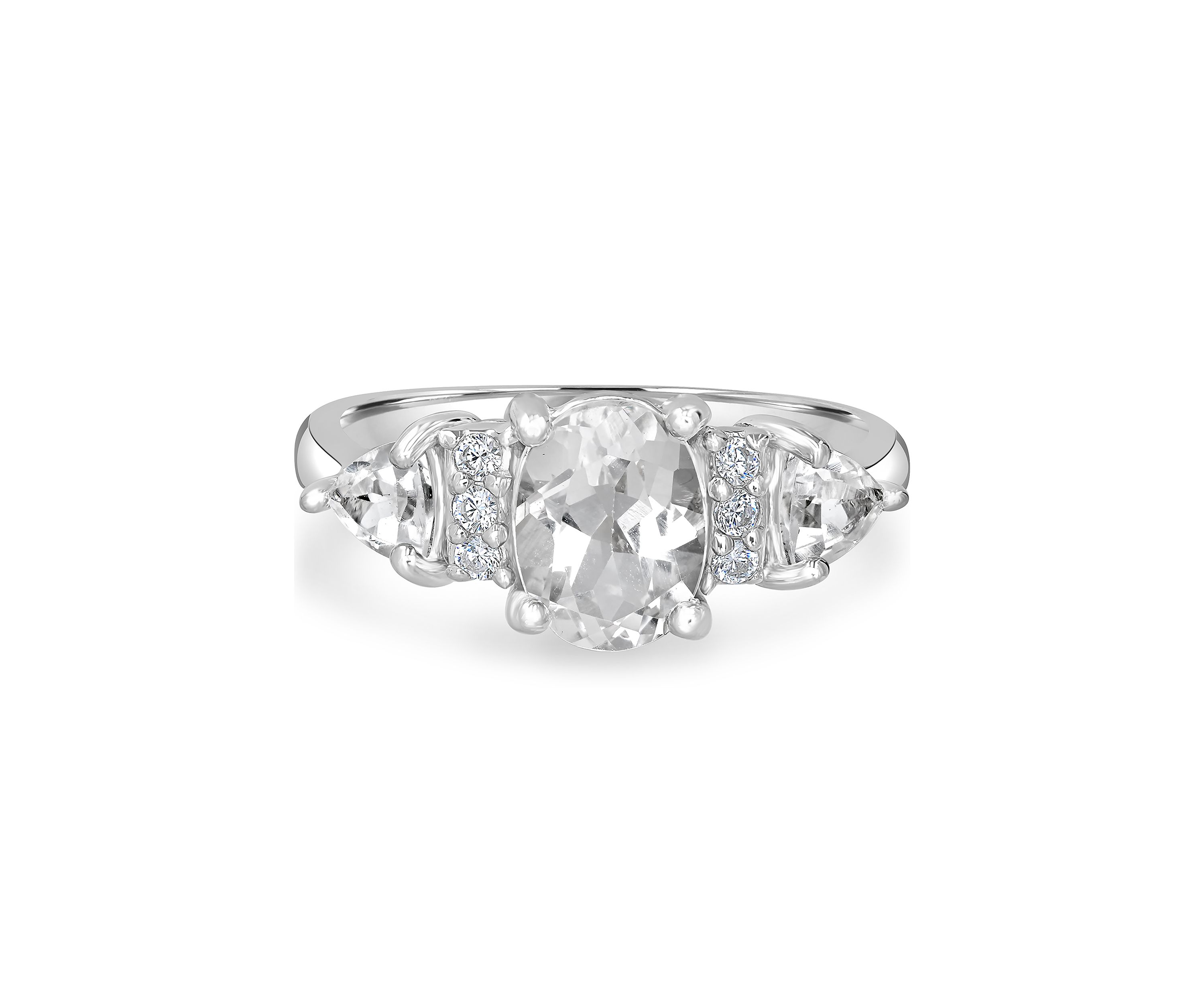 Sterling Silver Oval White Topaz Ring