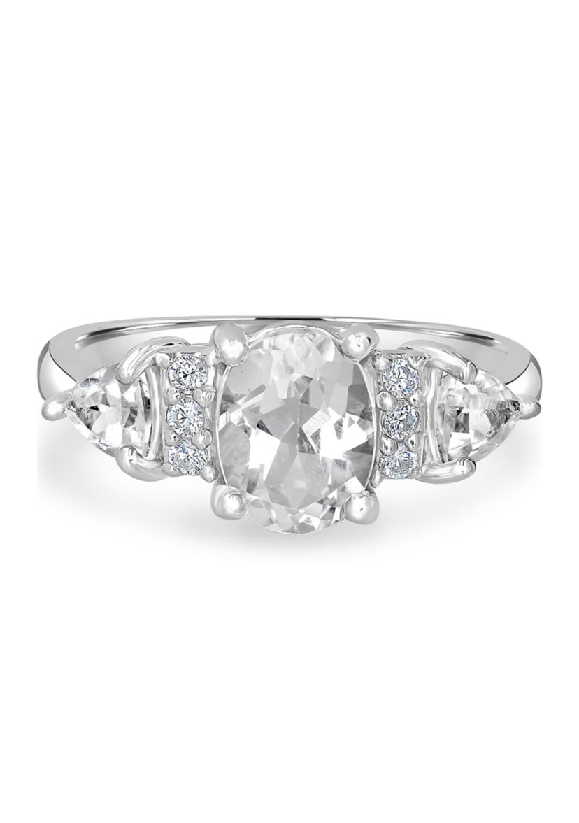 Sterling Silver Oval White Topaz Ring