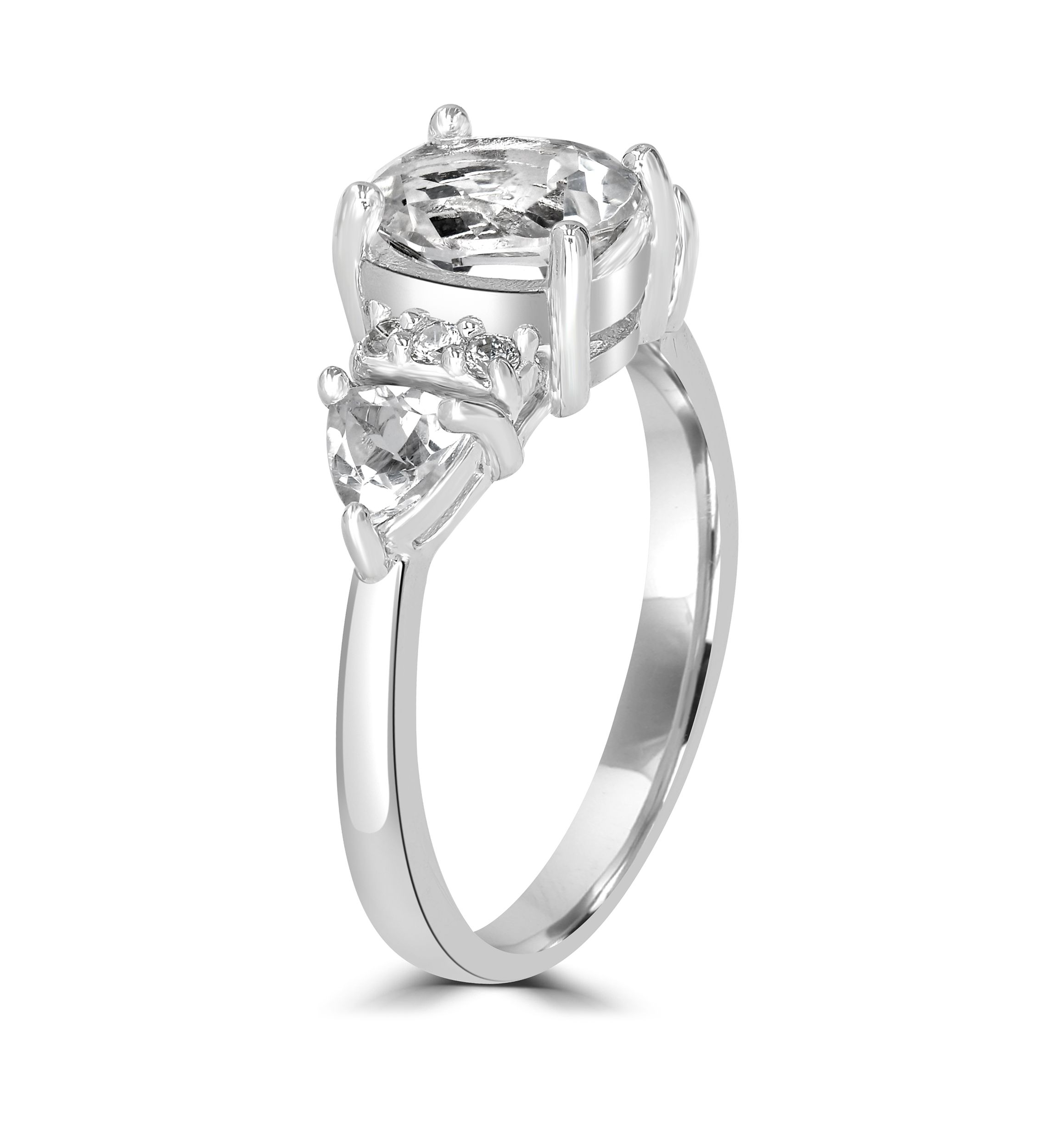 Sterling Silver Oval White Topaz Ring