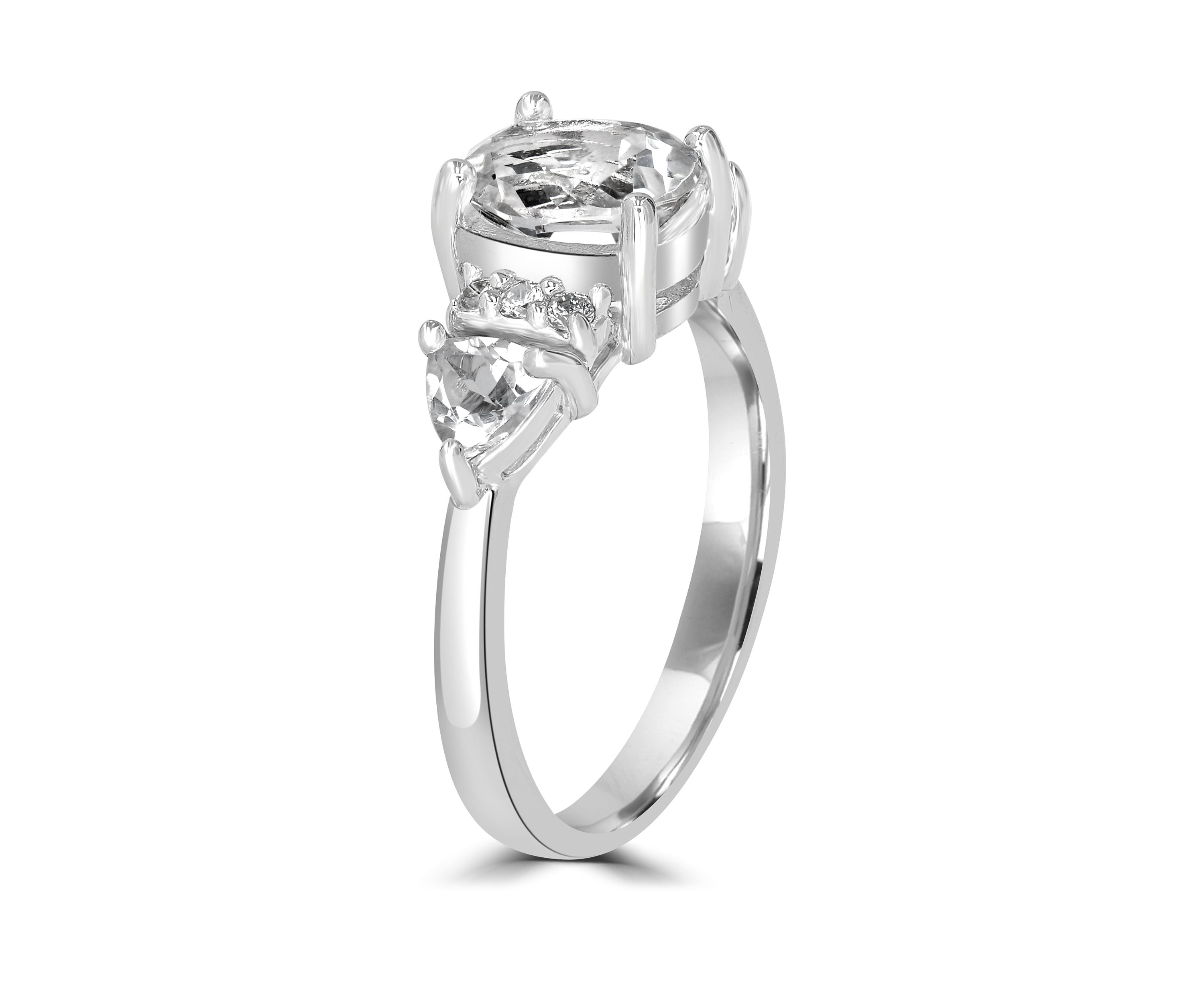 Sterling Silver Oval White Topaz Ring