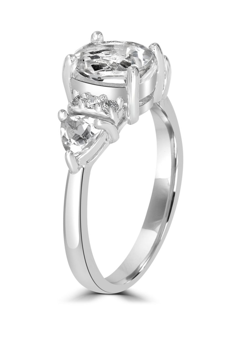 Sterling Silver Oval White Topaz Ring