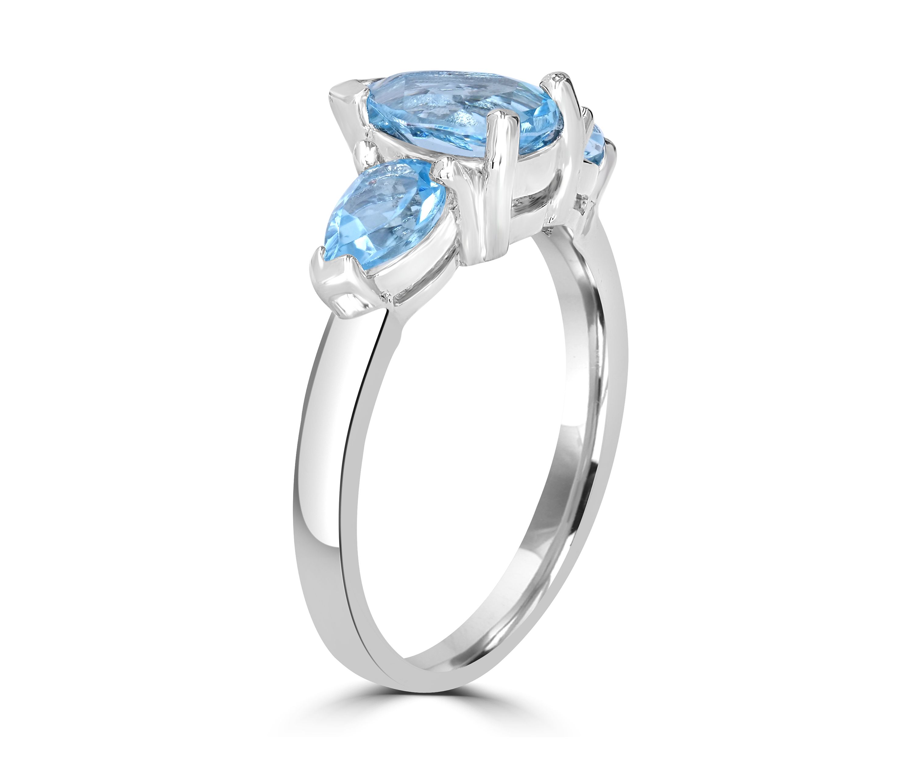 Triple Pear Sterling Silver Blue Topaz Ring