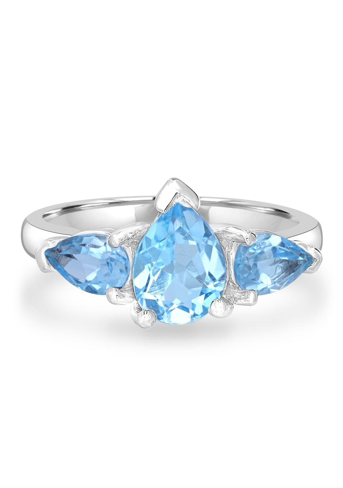 Triple Pear Sterling Silver Blue Topaz Ring