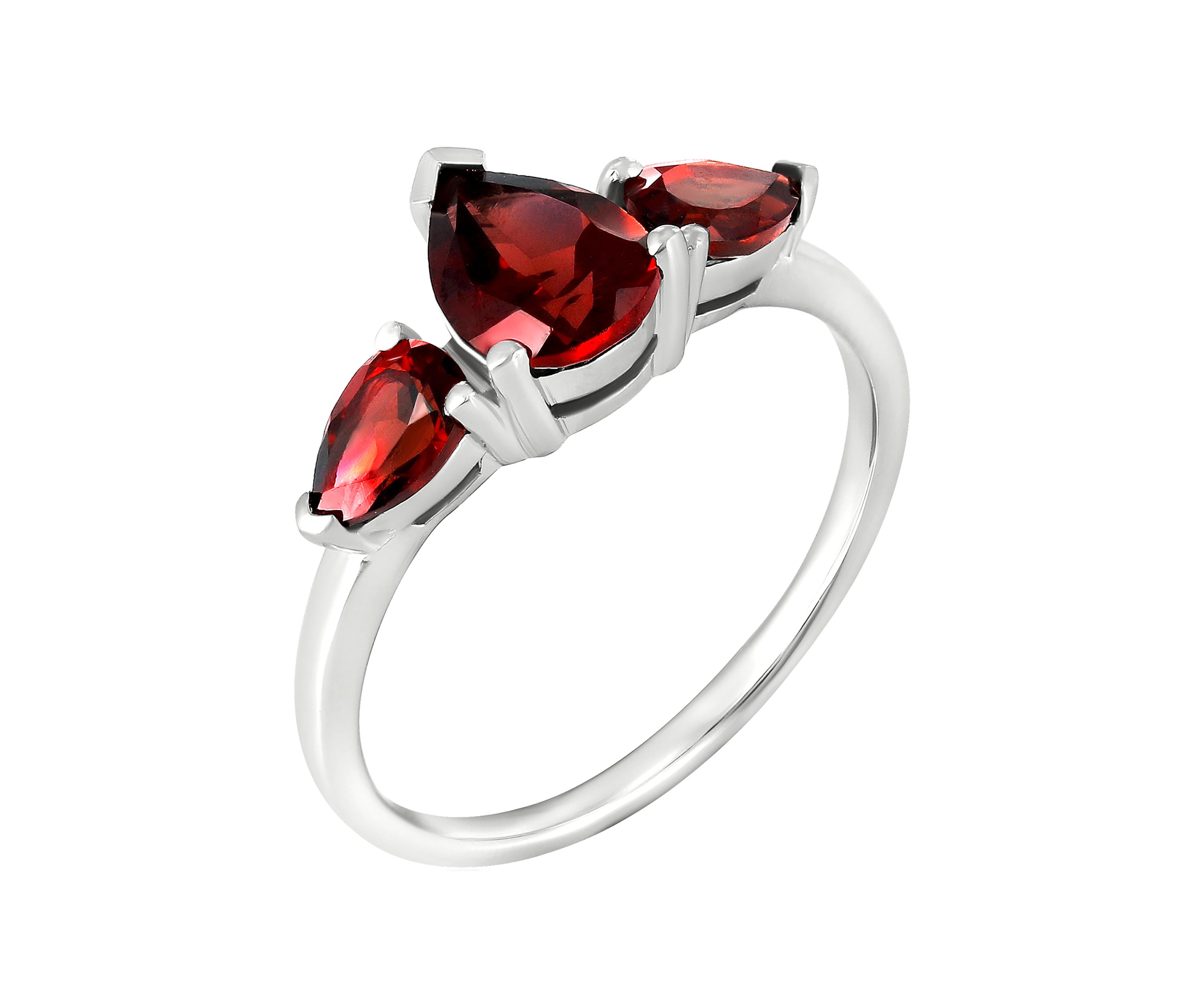Sterling Silver Garnet 3 Pear Ring