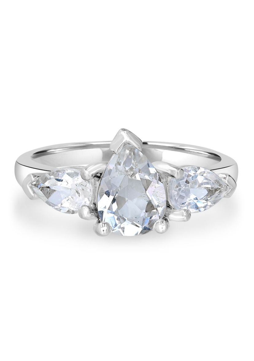 Triple Pear Sterling Silver White Topaz Ring