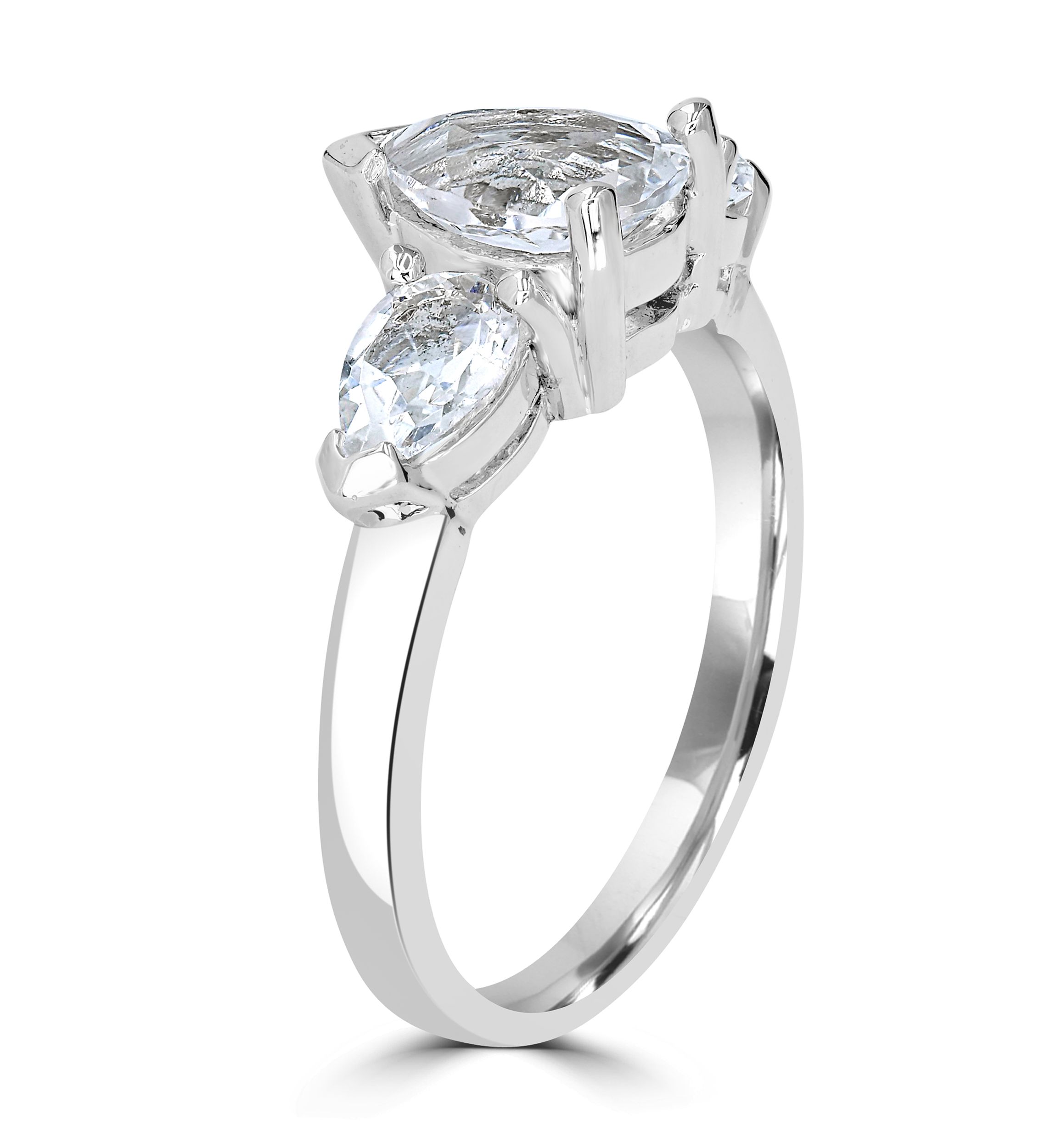 Triple Pear Sterling Silver White Topaz Ring