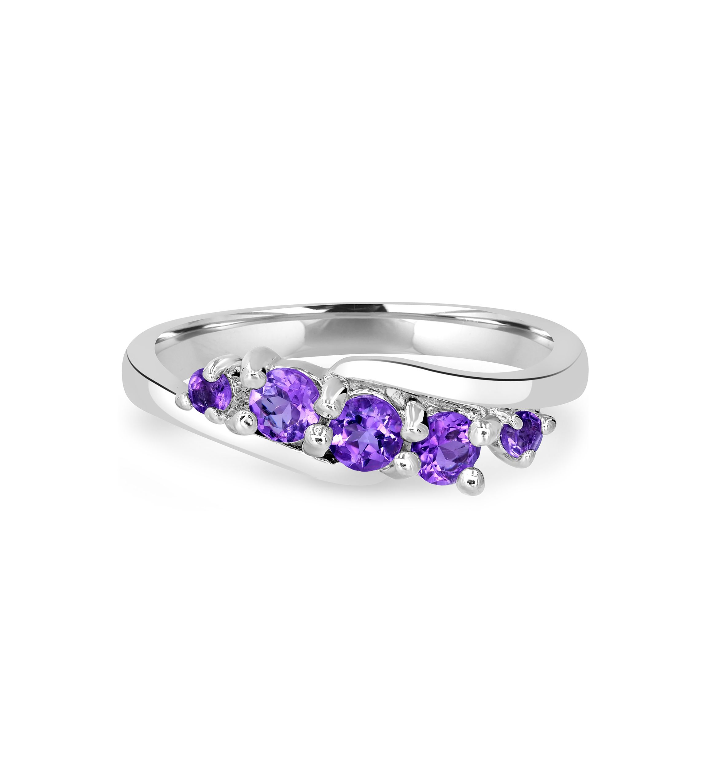 Sterling Silver Amethyst Wave Ring