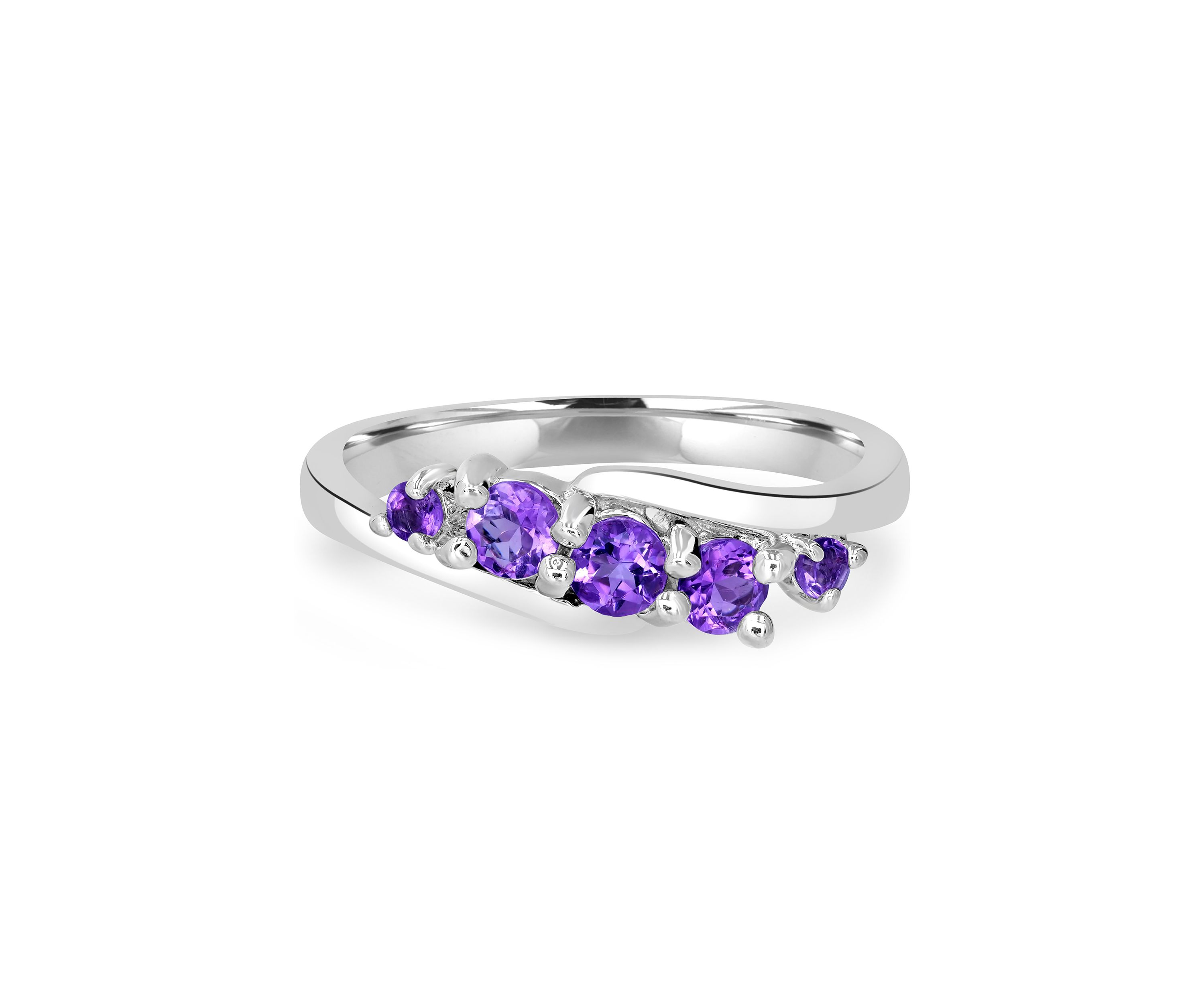 Sterling Silver Amethyst Wave Ring
