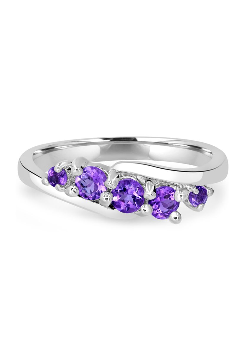 Sterling Silver Amethyst Wave Ring