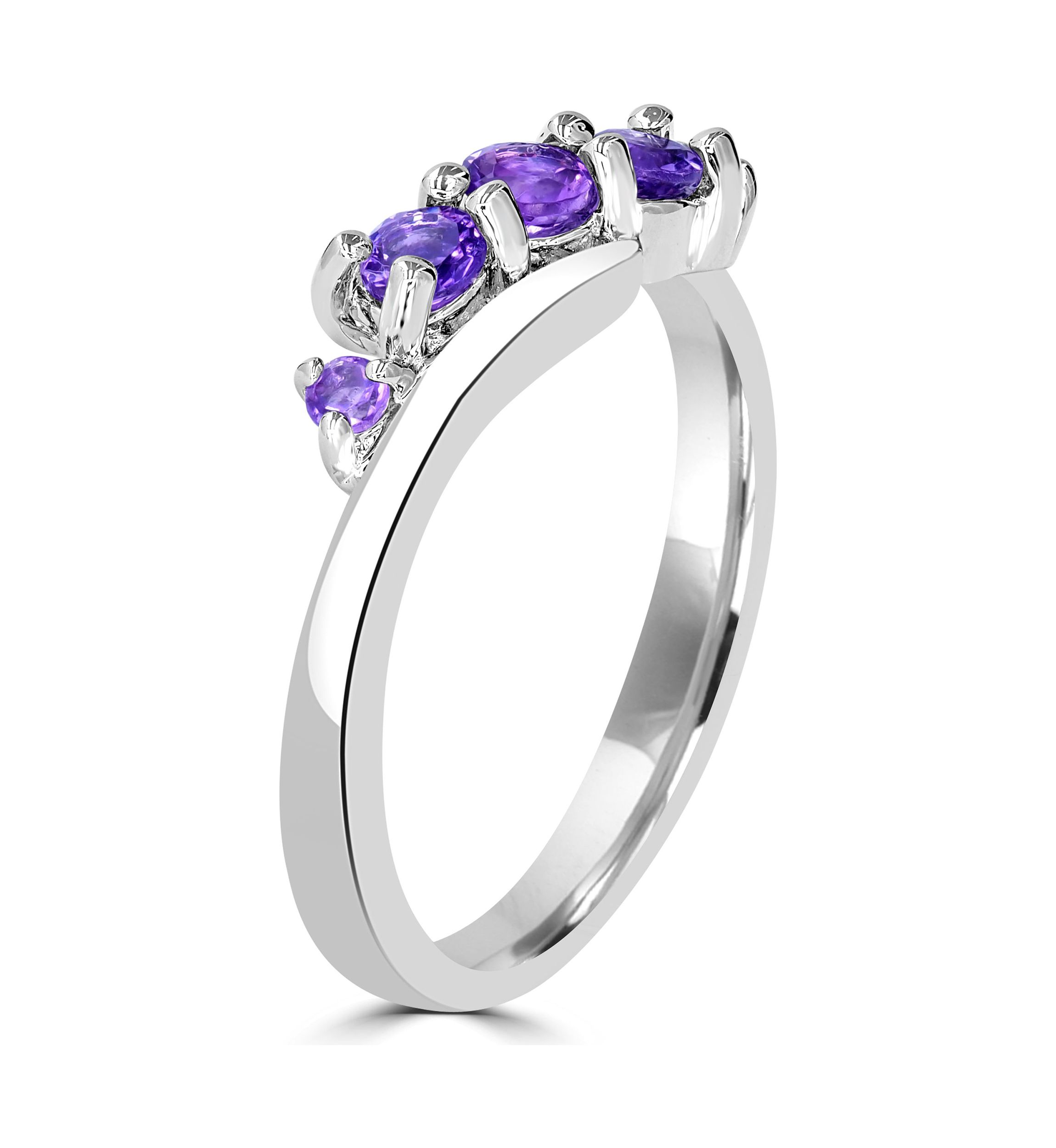 Sterling Silver Amethyst Wave Ring