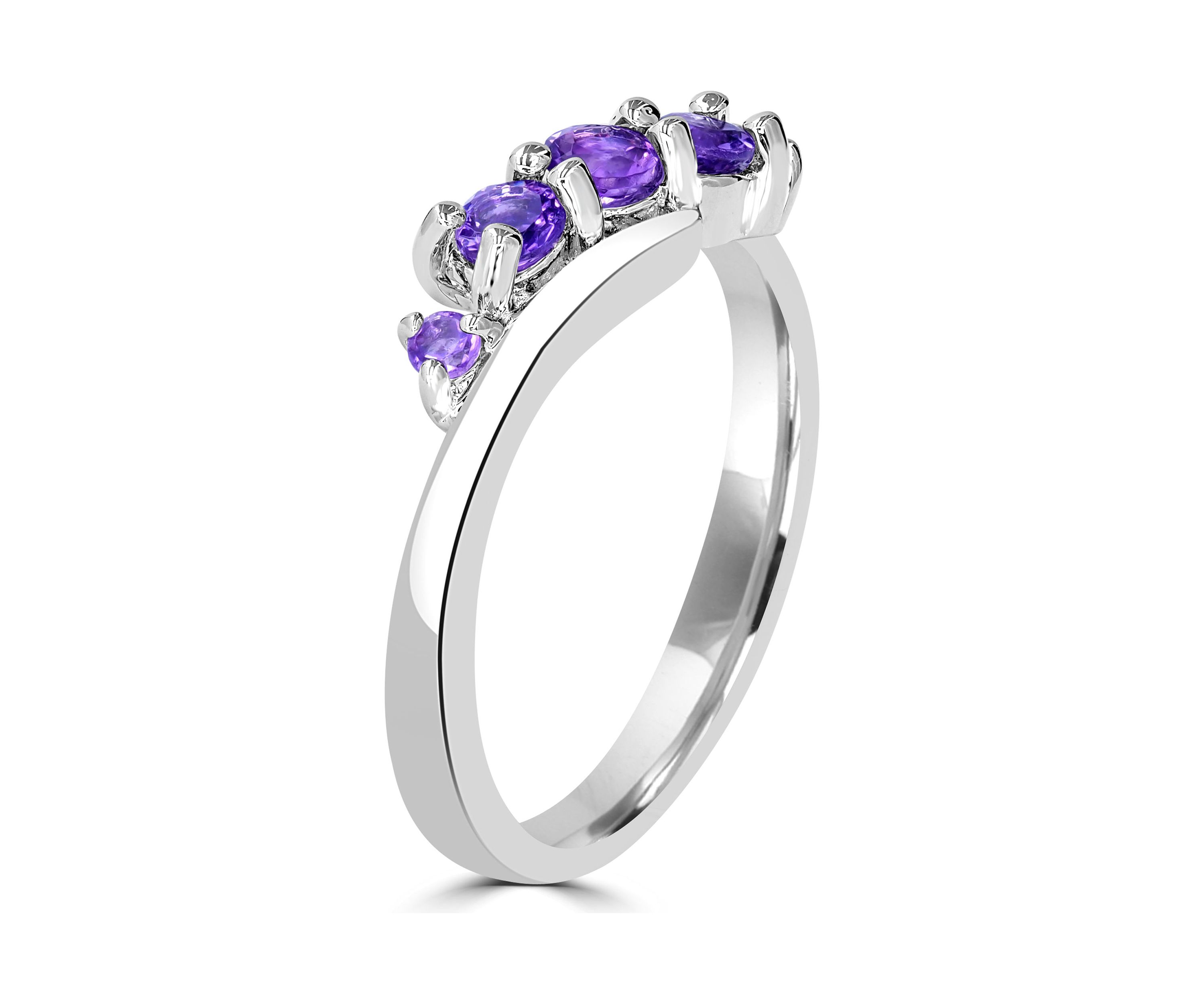 Sterling Silver Amethyst Wave Ring