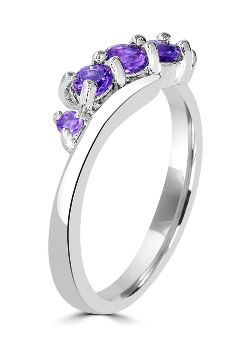 Sterling Silver Amethyst Wave Ring