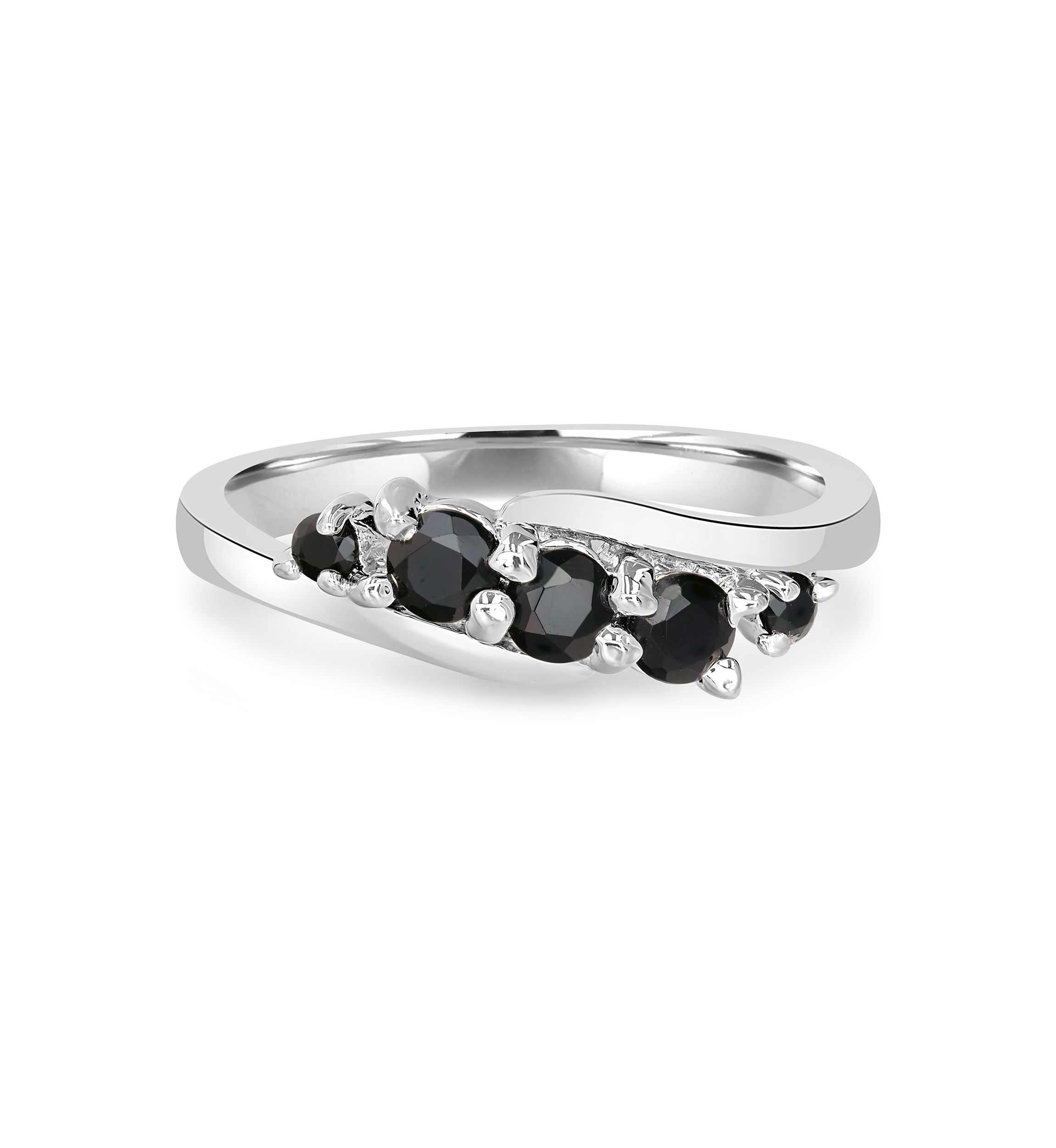 Sterling Silver Black Onyx Wave Ring