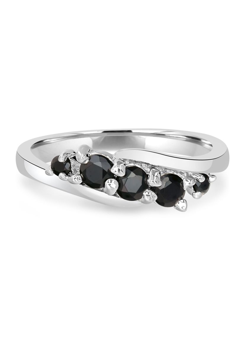 Sterling Silver Black Onyx Wave Ring