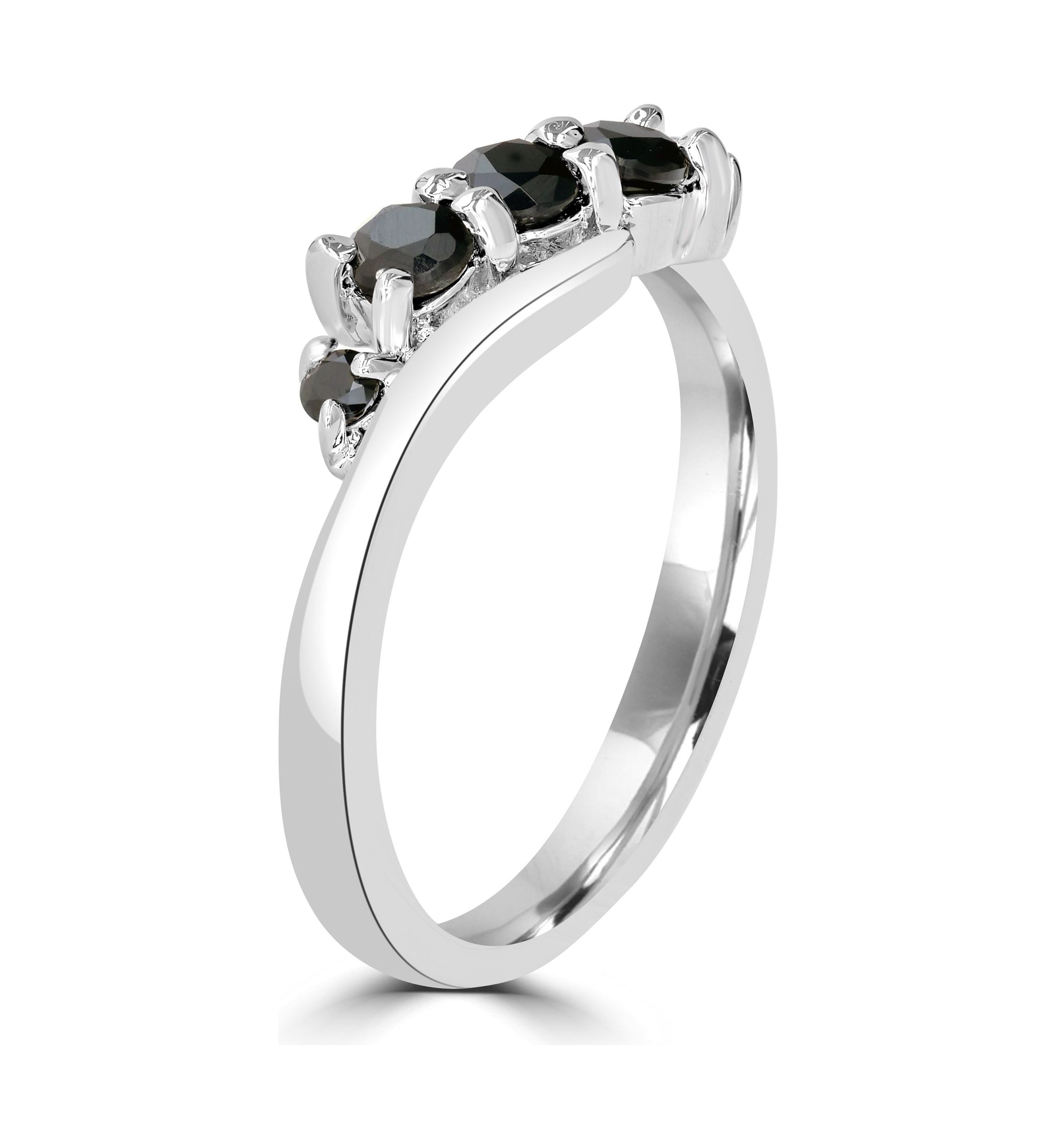 Sterling Silver Black Onyx Wave Ring
