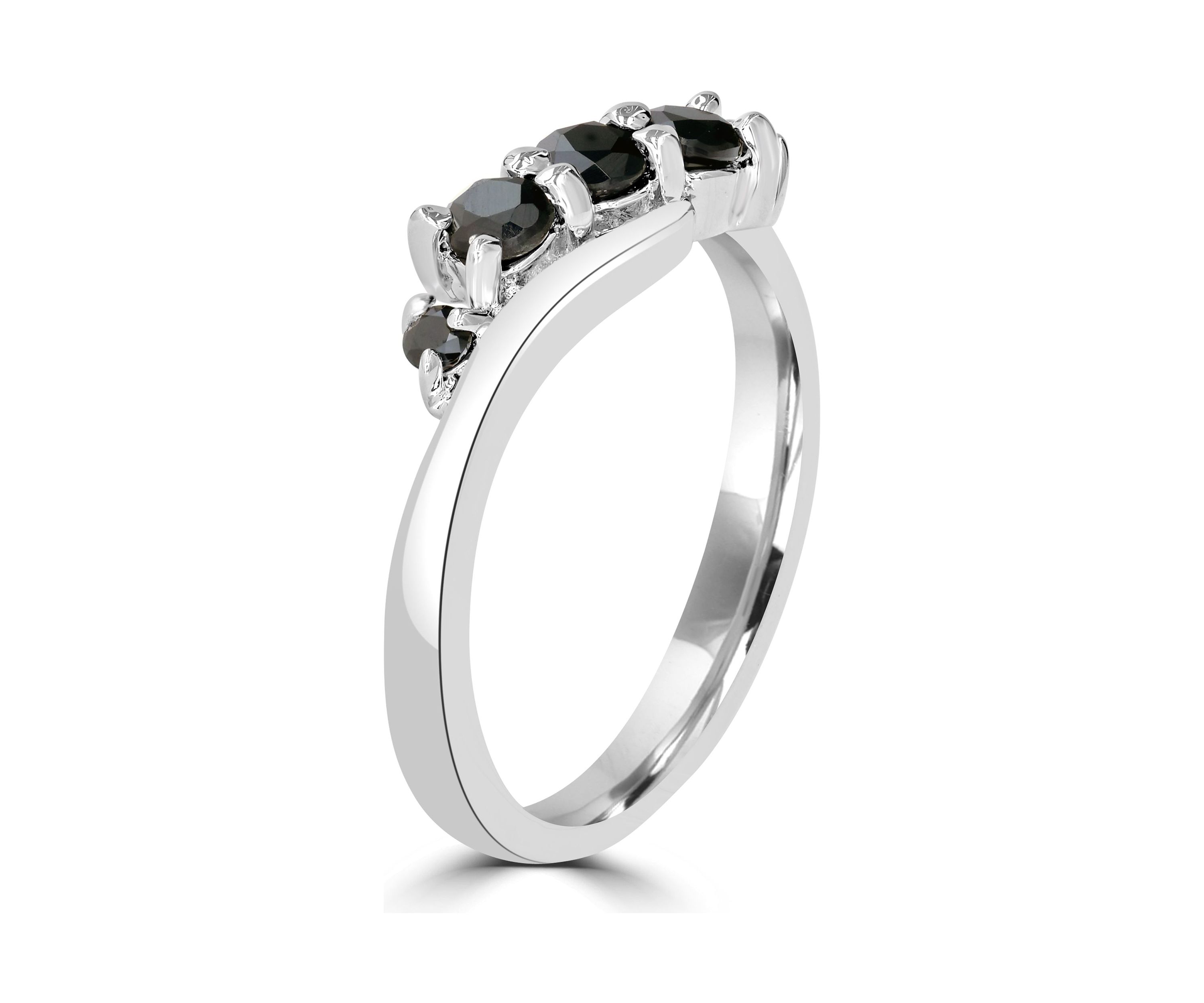 Sterling Silver Black Onyx Wave Ring
