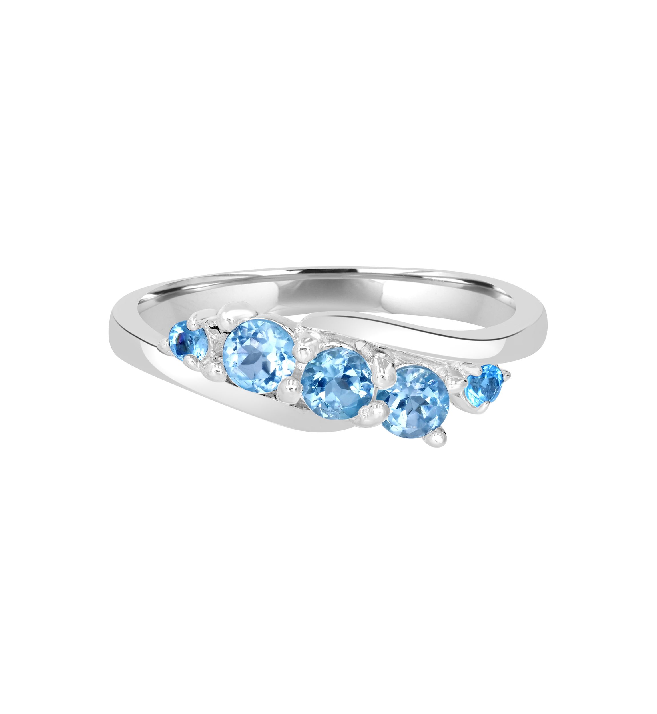 Sterling Silver Blue Topaz Wave Ring