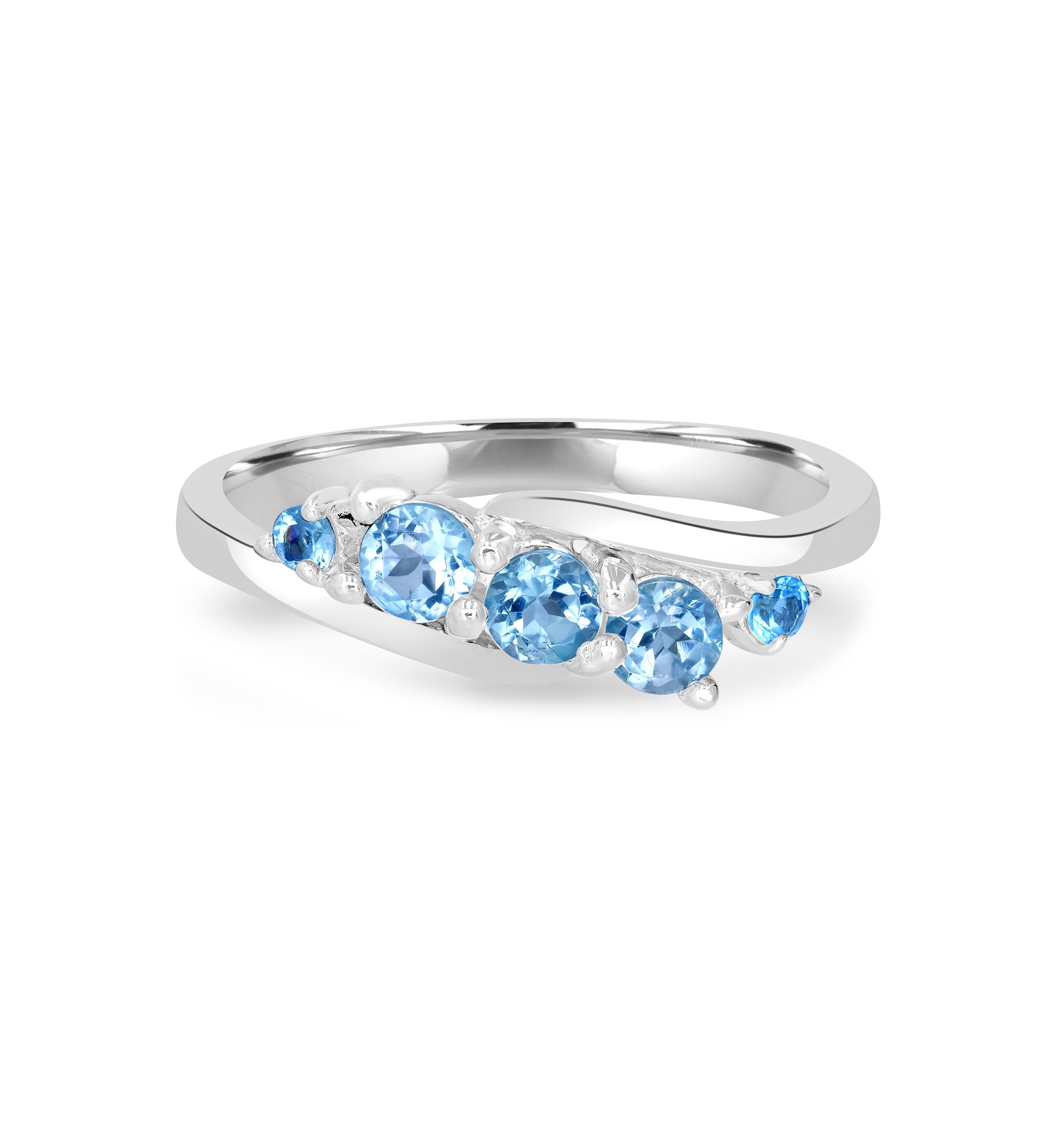 Sterling Silver Blue Topaz Wave Ring