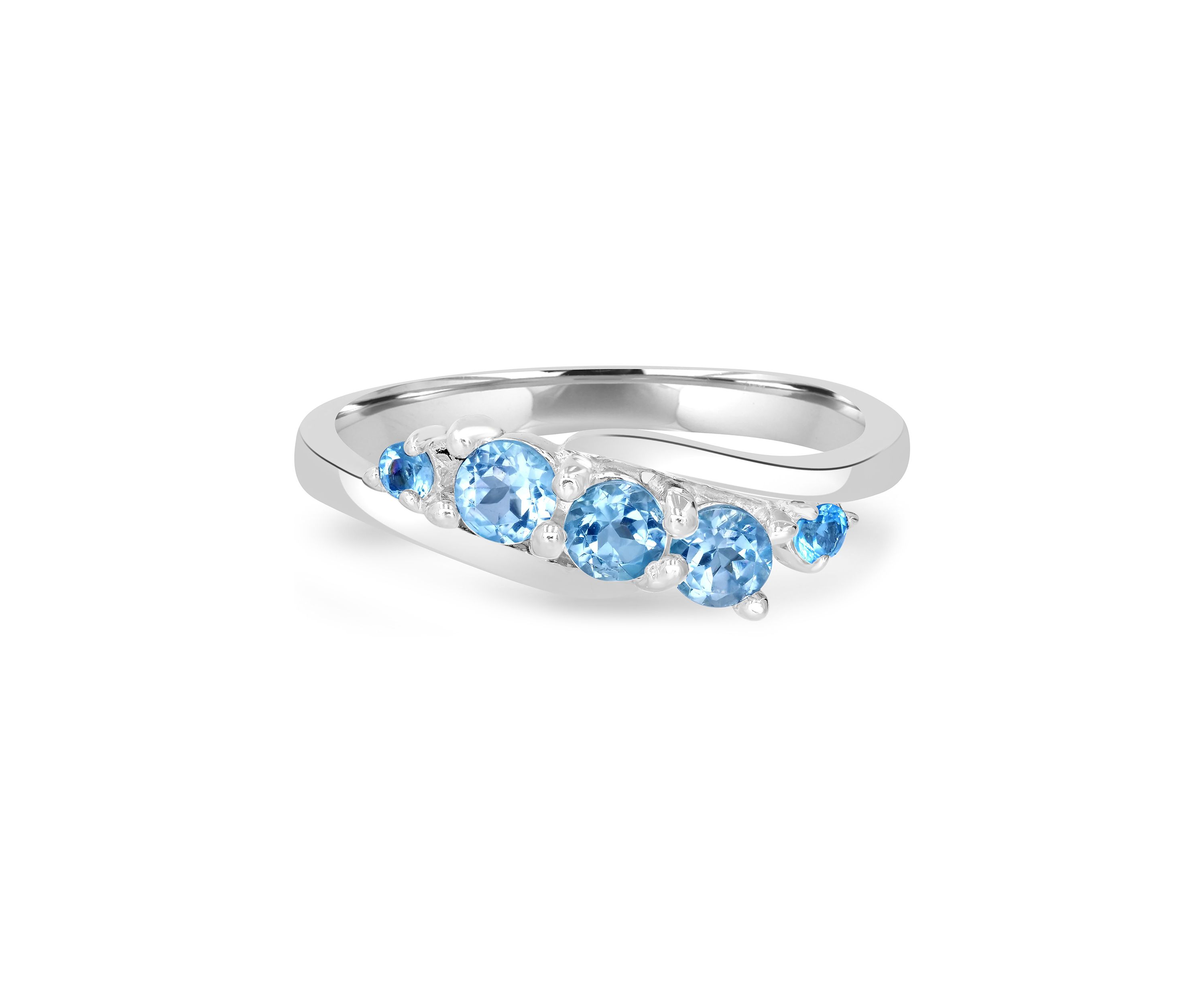 Sterling Silver Blue Topaz Wave Ring