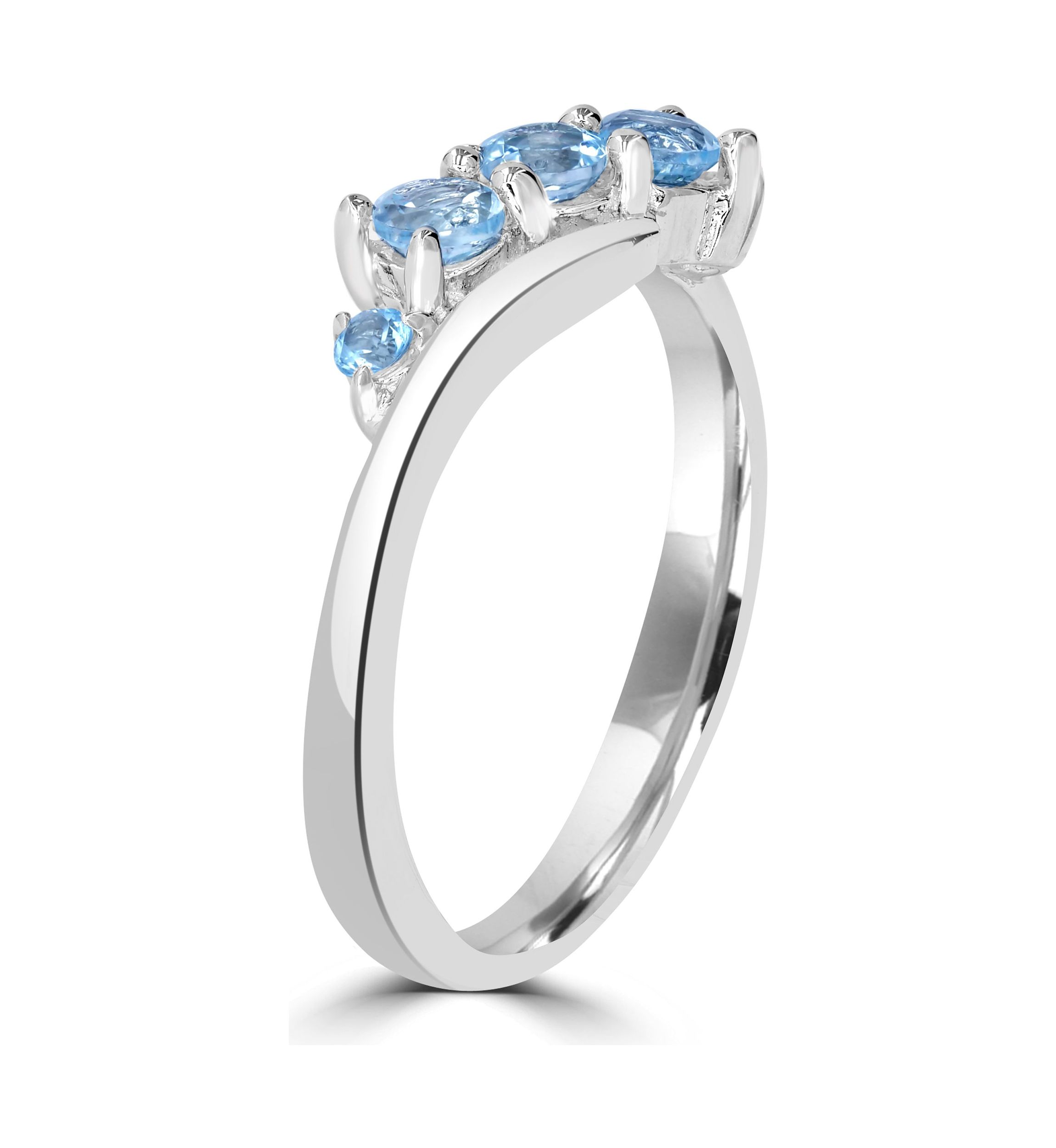Sterling Silver Blue Topaz Wave Ring