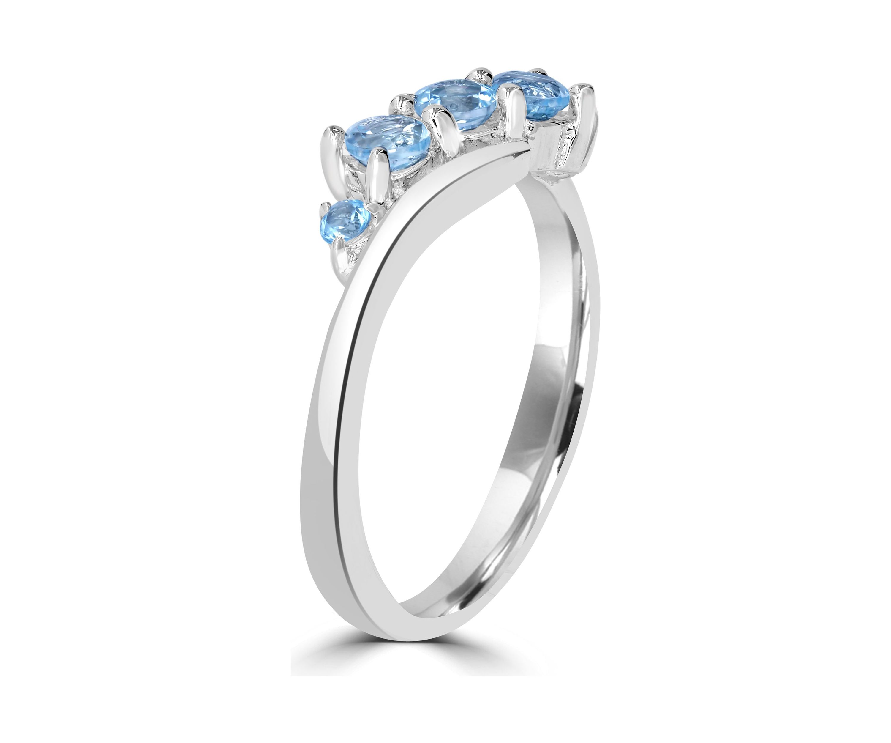 Sterling Silver Blue Topaz Wave Ring