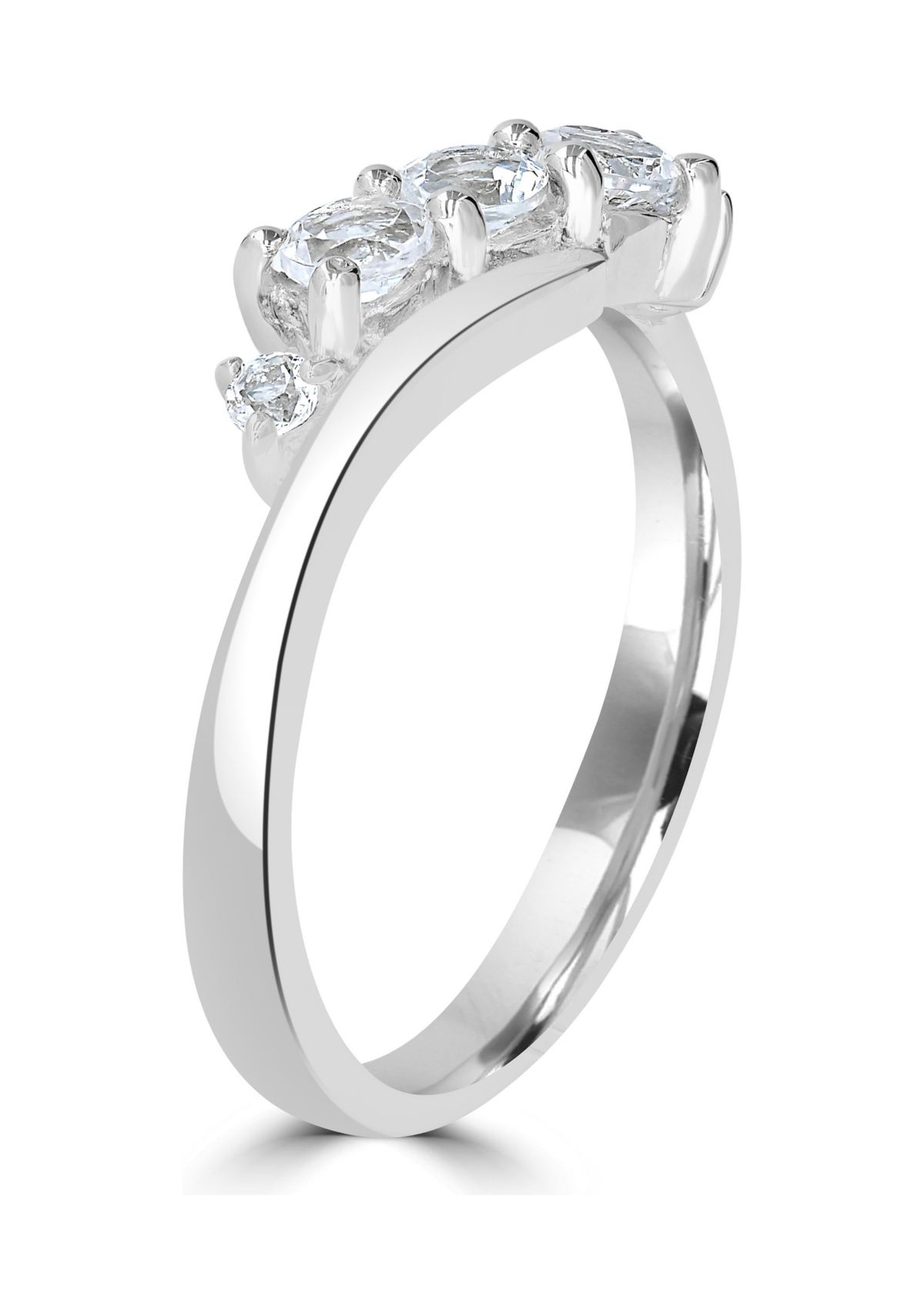 Sterling Silver White Topaz Wave Ring