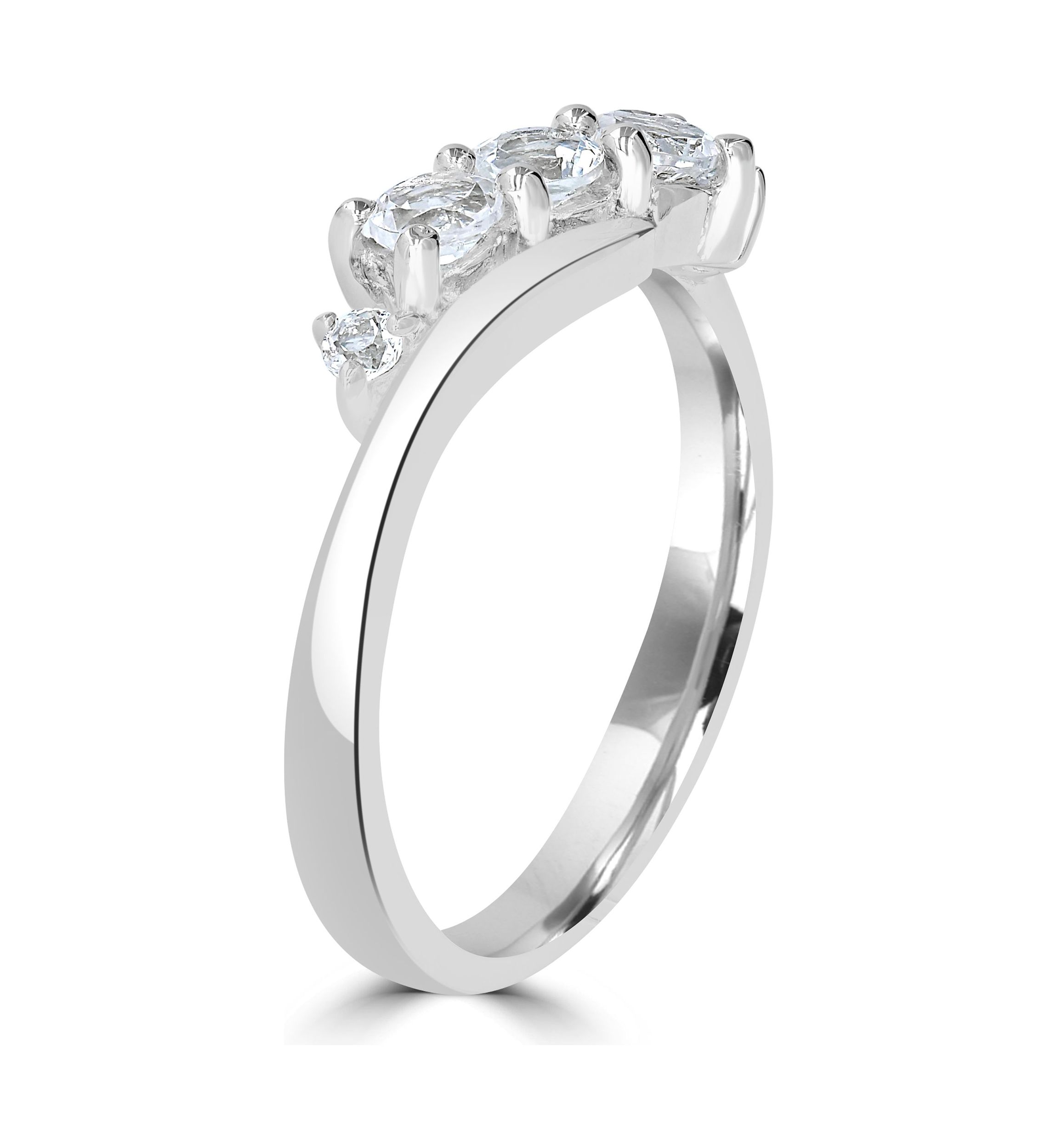 Sterling Silver White Topaz Wave Ring