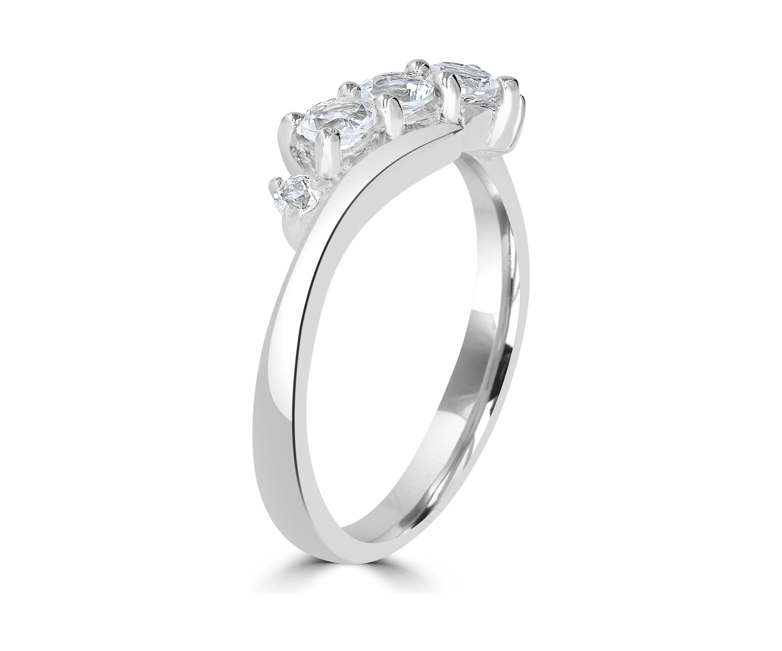 Sterling Silver White Topaz Wave Ring