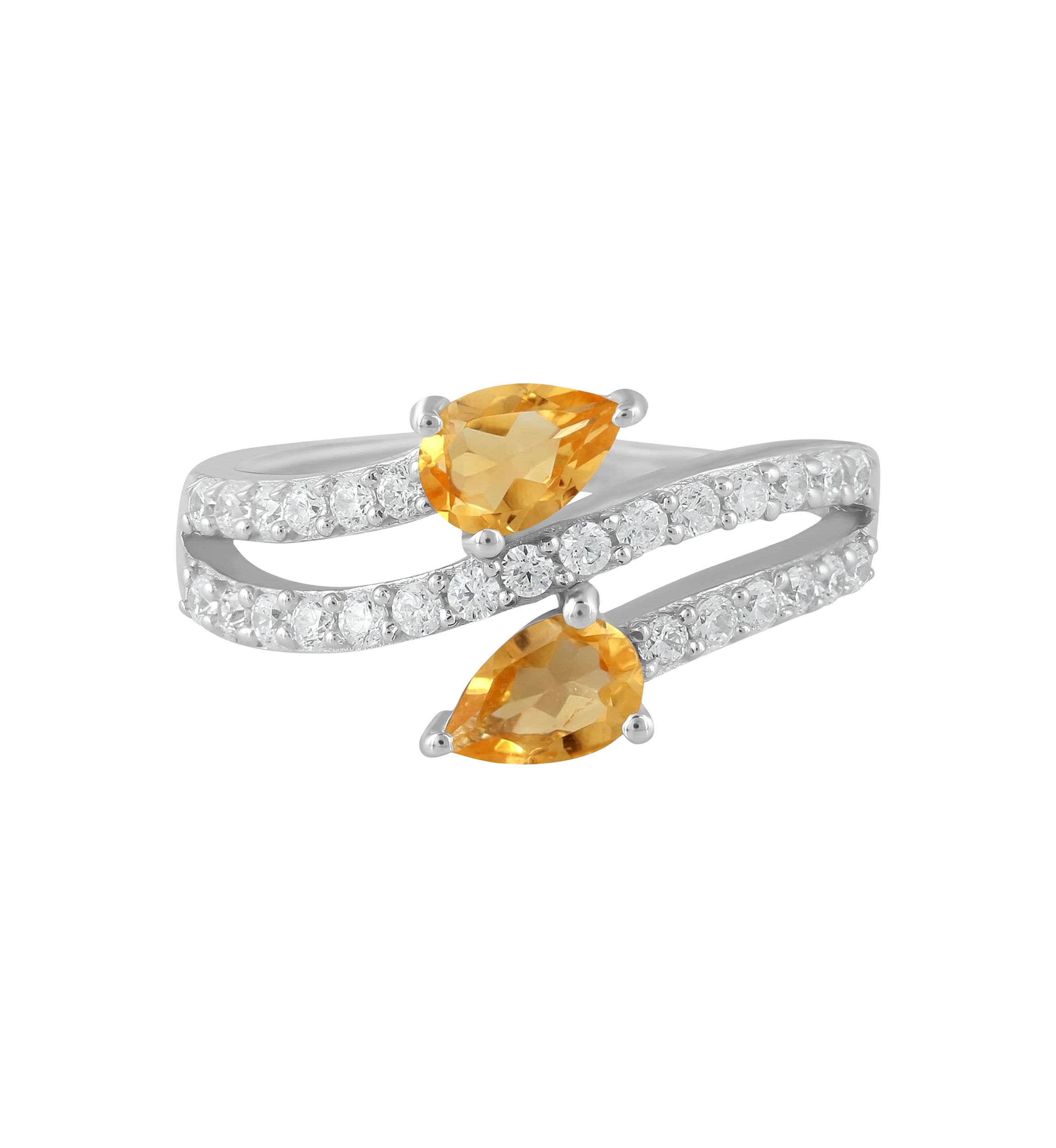 Sterling Silver Pear-Cut Bypass Ring