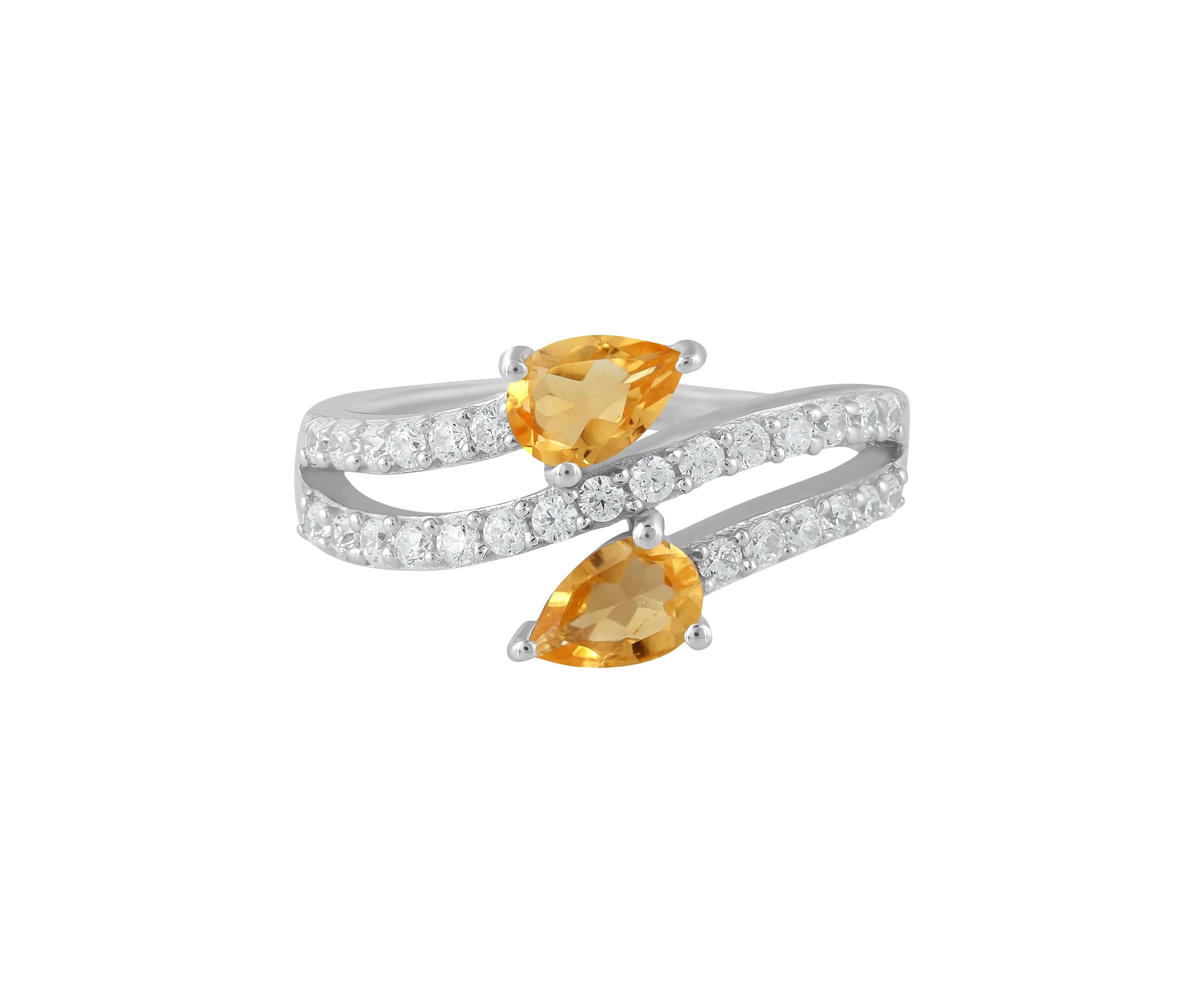 Sterling Silver Pear-Cut Bypass Ring